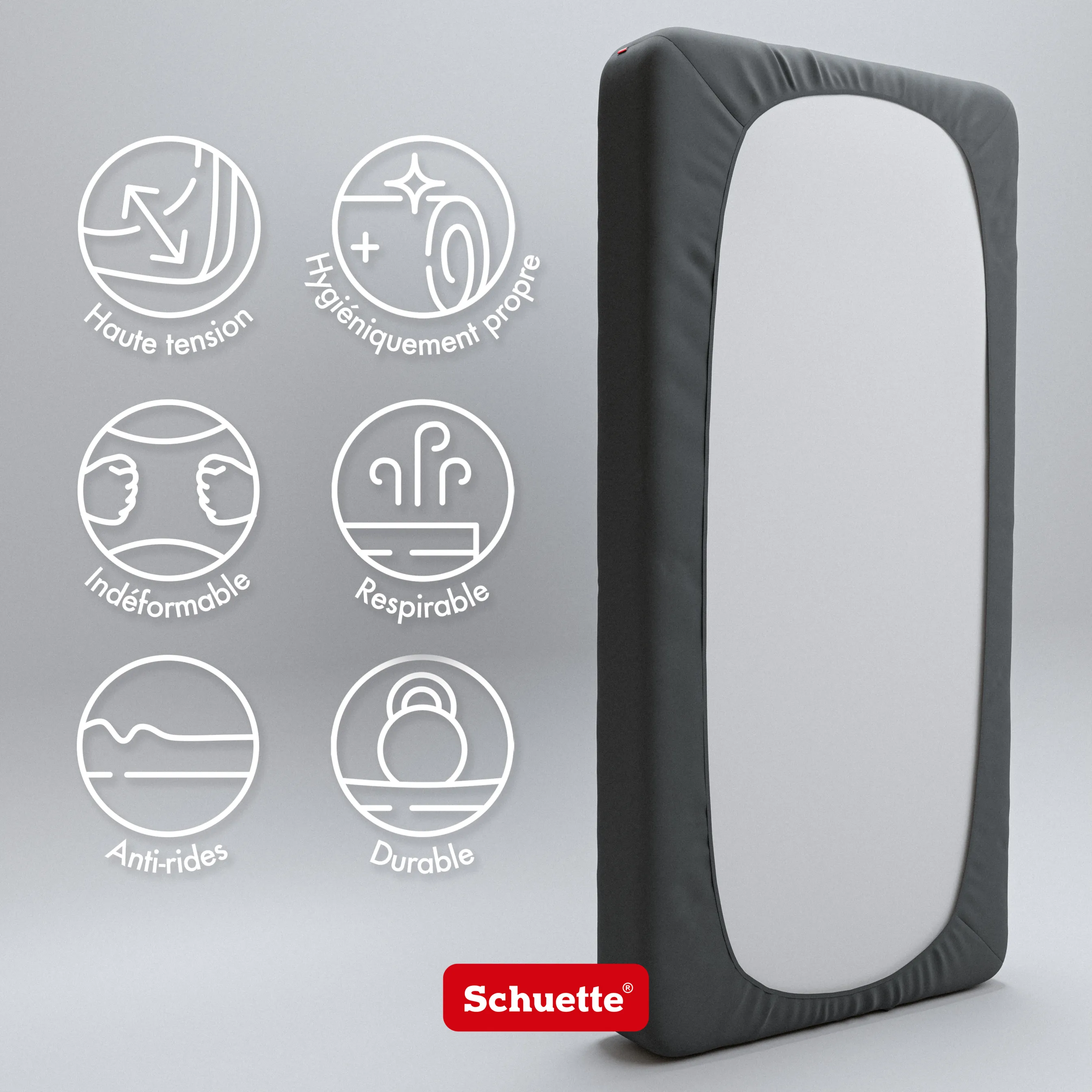 Schuette® Topper Spannbettlaken • 90 x 200 • Wow! Kollektion: Beyond Black (Schwarz) • 100% Superfluff Baumwolle, Blickdicht, Faltenfrei • mit Rundumgummi • Matratzenhöhe bis 10 cm