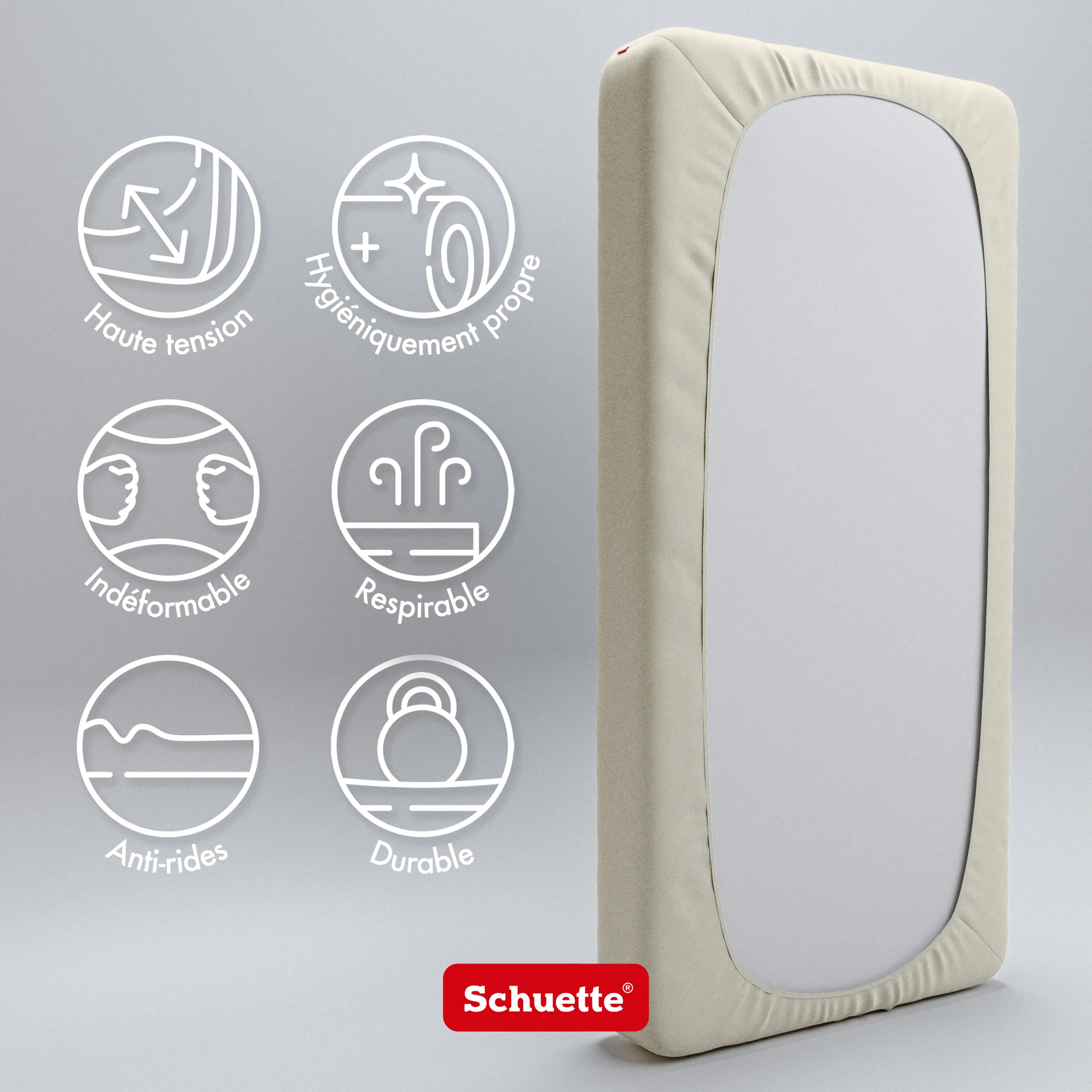 Schuette® Topper Spannbettlaken • 100 x 200 • Wow! Kollektion: Almond Cream (Ecru) • 100% Superfluff Baumwolle, Blickdicht, Faltenfrei • mit Rundumgummi • Matratzenhöhe bis 15 cm
