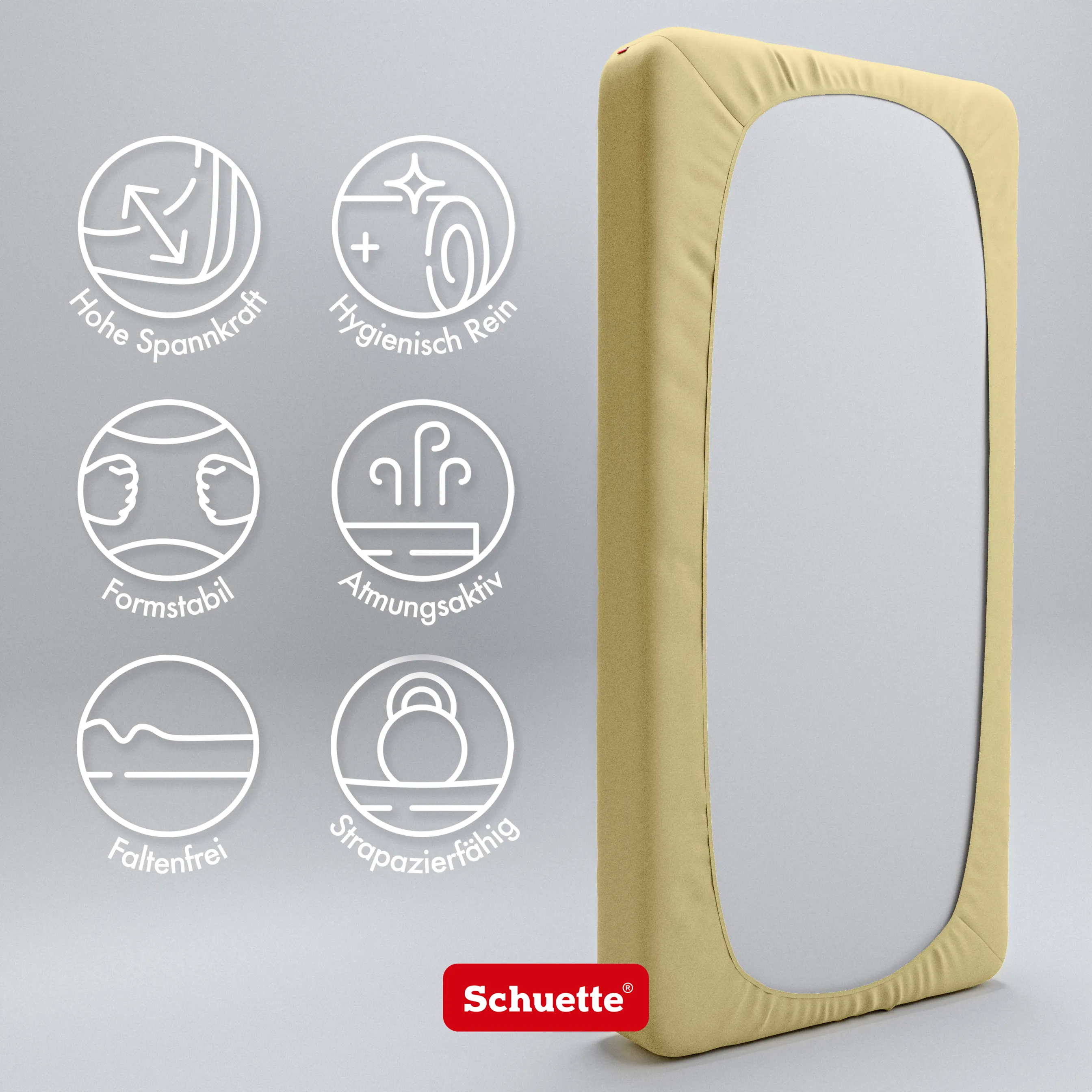 Schuette® Spannbettlaken • 200 x 200 • Wow! Kollektion: Lemon Cello (Pastellgelb) • 100% Superfluff Baumwolle, Blickdicht, Faltenfrei • mit Rundumgummi • Matratzenhöhe bis 20 cm