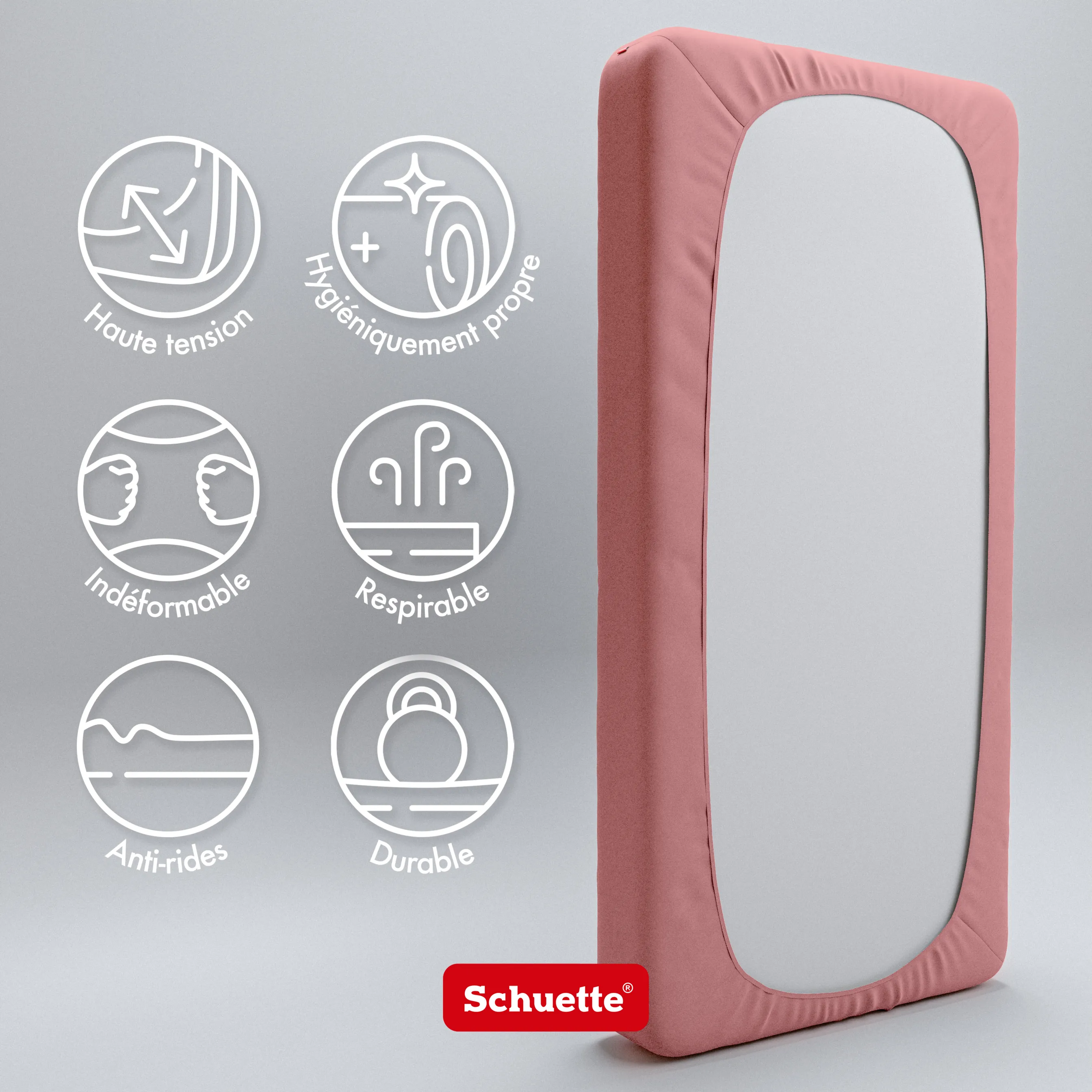 Schuette® Topper Spannbettlaken • 140 x 200 • Wow! Kollektion: Pink Fiction (Altrosa) • 100% Superfluff Baumwolle, Blickdicht, Faltenfrei • mit Rundumgummi • Matratzenhöhe bis 15 cm