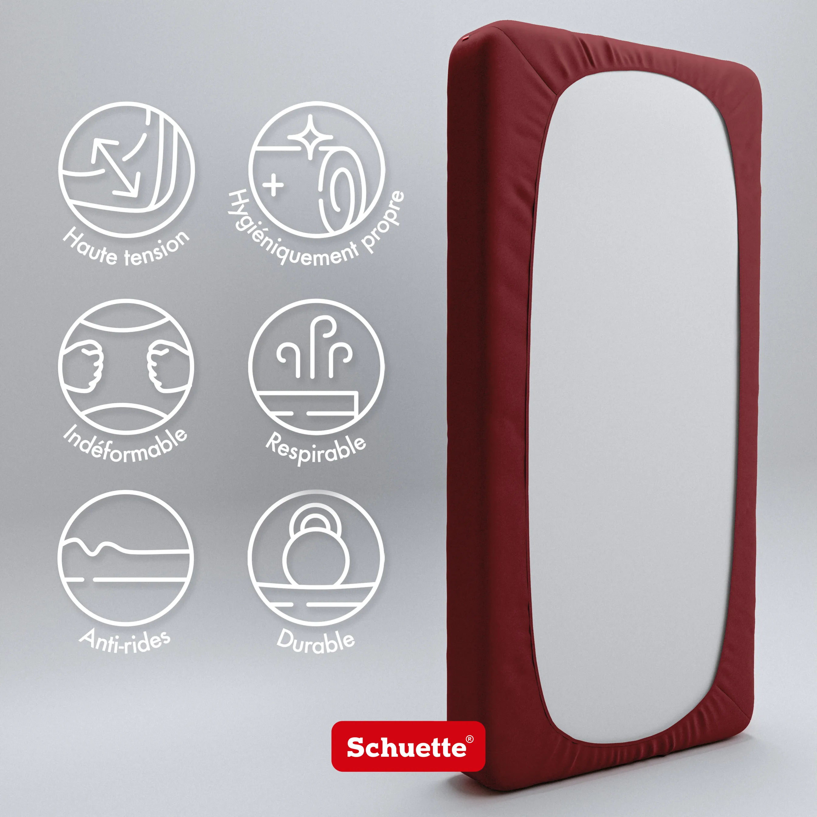 Schuette® Spannbettlaken • 180 x 200 • Wow! Kollektion: Big Apple (Burgunderrot) • 100% Superfluff Baumwolle, Blickdicht, Faltenfrei • mit Rundumgummi • Matratzenhöhe bis 35 cm