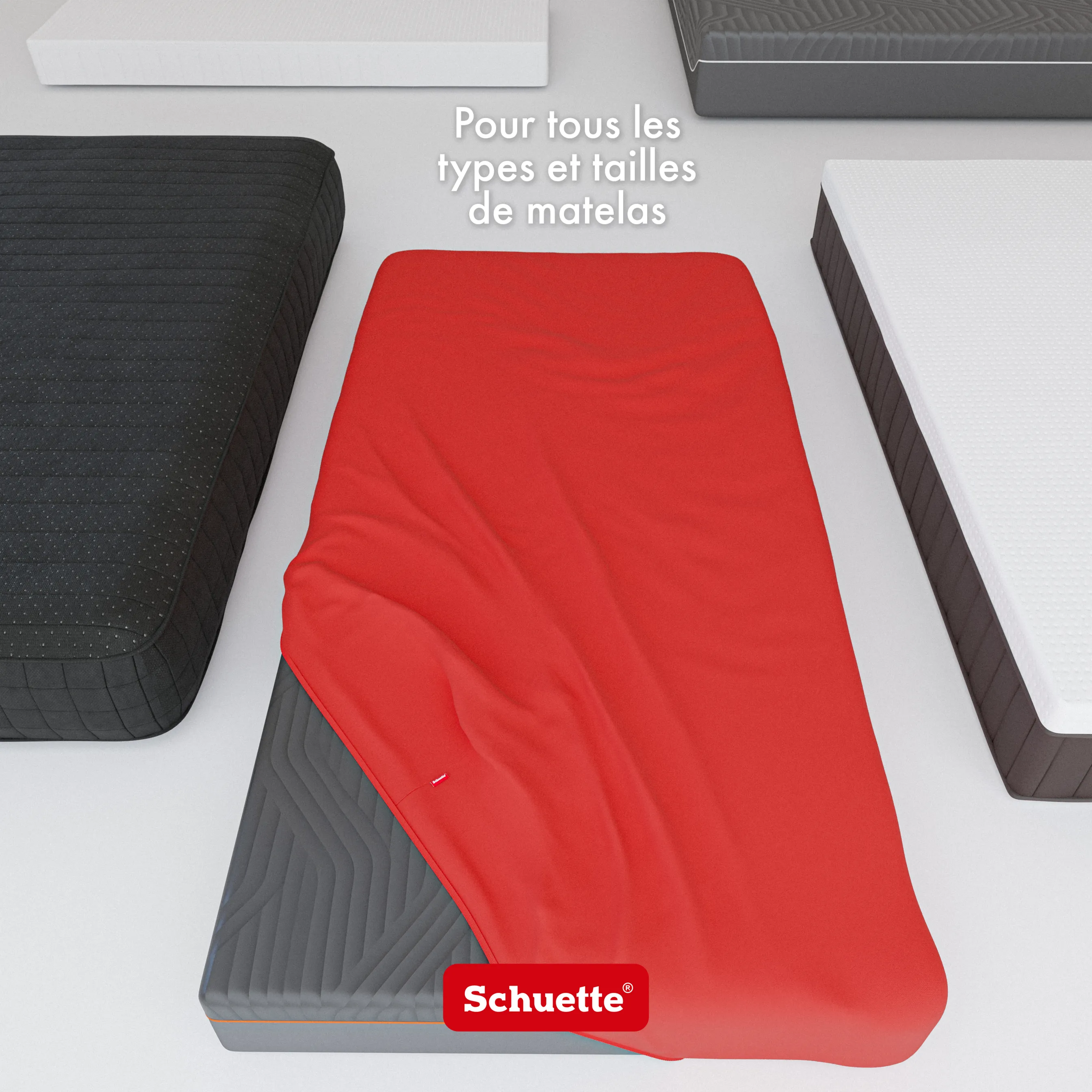 Schuette® Topper Spannbettlaken • 200 x 200 • Wow! Kollektion: Redy or not? (Rot) • 100% Superfluff Baumwolle, Blickdicht, Faltenfrei • mit Rundumgummi • Matratzenhöhe bis 15 cm