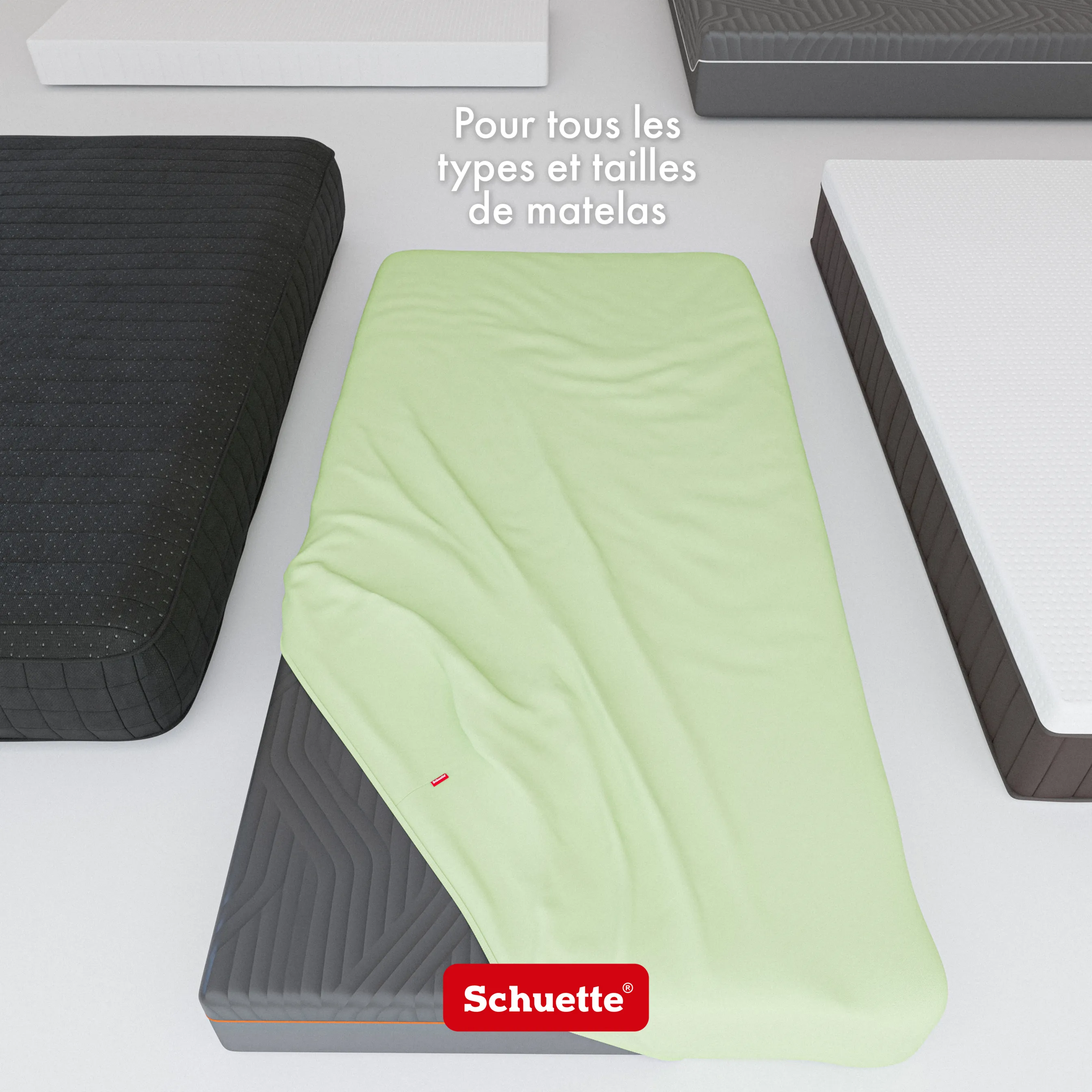 Schuette® Spannbettlaken • 90 x 200 • Wow! Kollektion: Lime Time (Hellgrün) • 100% Superfluff Baumwolle, Blickdicht, Faltenfrei • mit Rundumgummi • Matratzenhöhe bis 30 cm