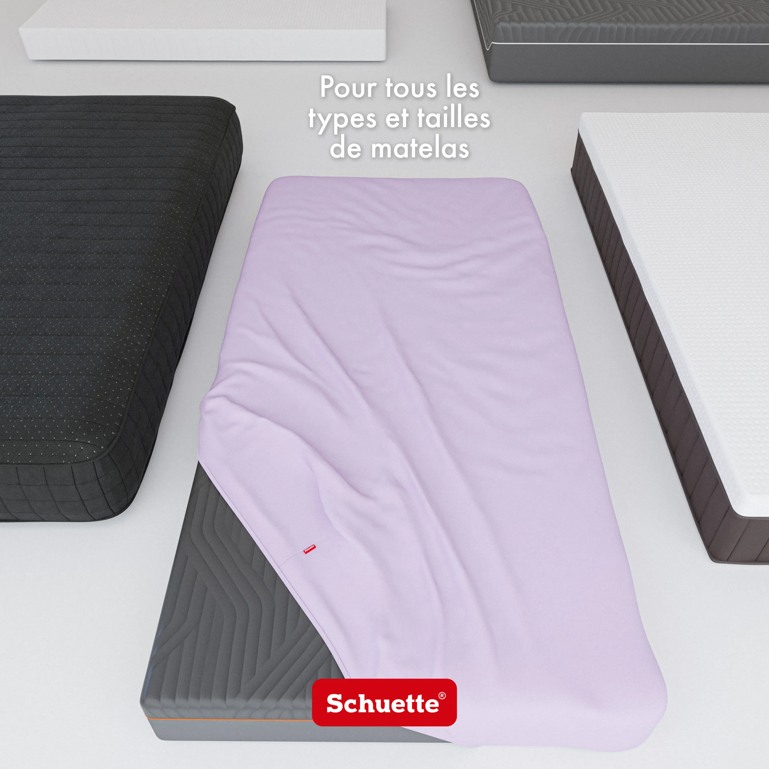 Schuette® Spannbettlaken • 90 x 200 • Wow! Kollektion: Violette (Hellviolett) • 100% Superfluff Baumwolle, Blickdicht, Faltenfrei • mit Rundumgummi • Matratzenhöhe bis 35 cm