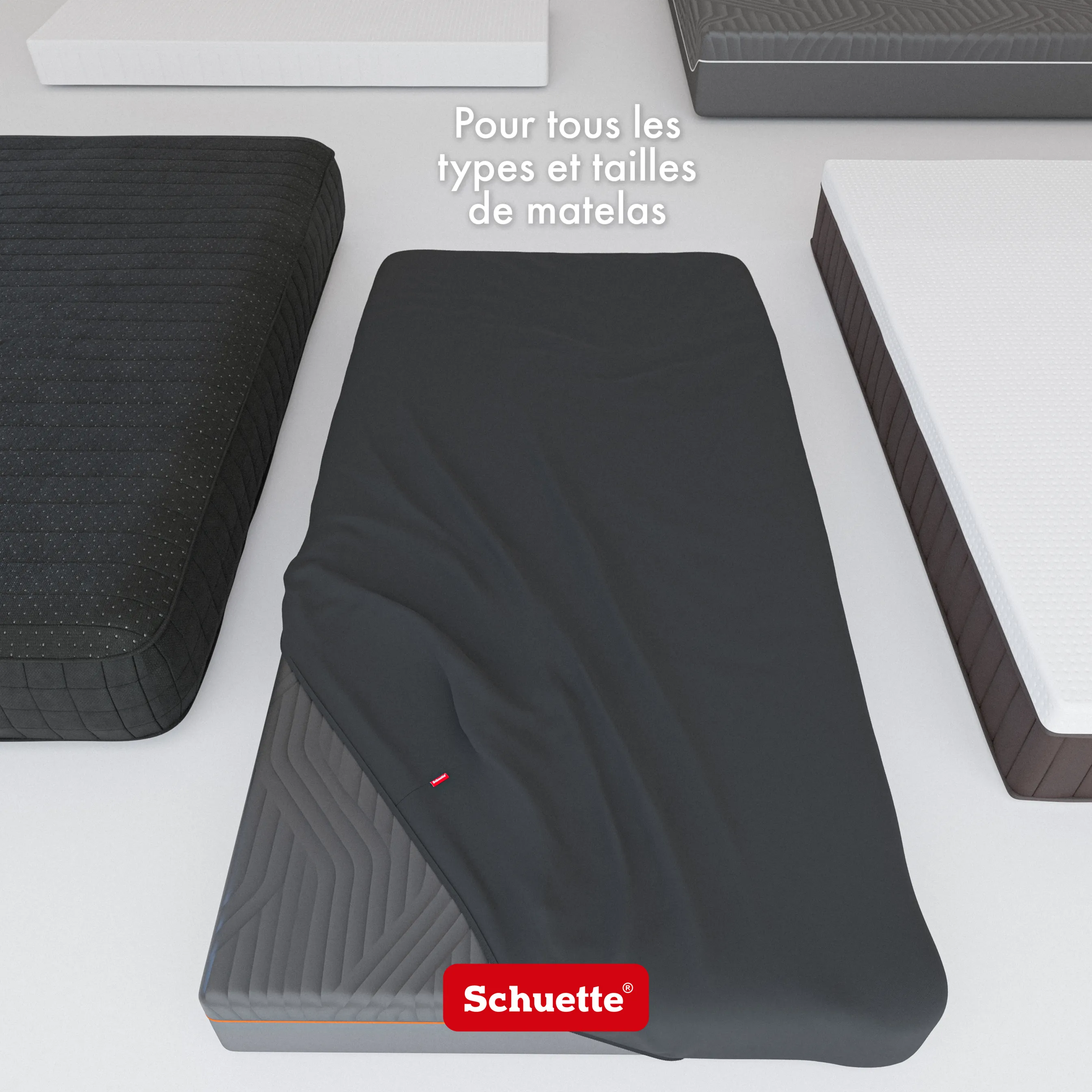 Schuette® Topper Spannbettlaken • 90 x 200 • Wow! Kollektion: Beyond Black (Schwarz) • 100% Superfluff Baumwolle, Blickdicht, Faltenfrei • mit Rundumgummi • Matratzenhöhe bis 10 cm