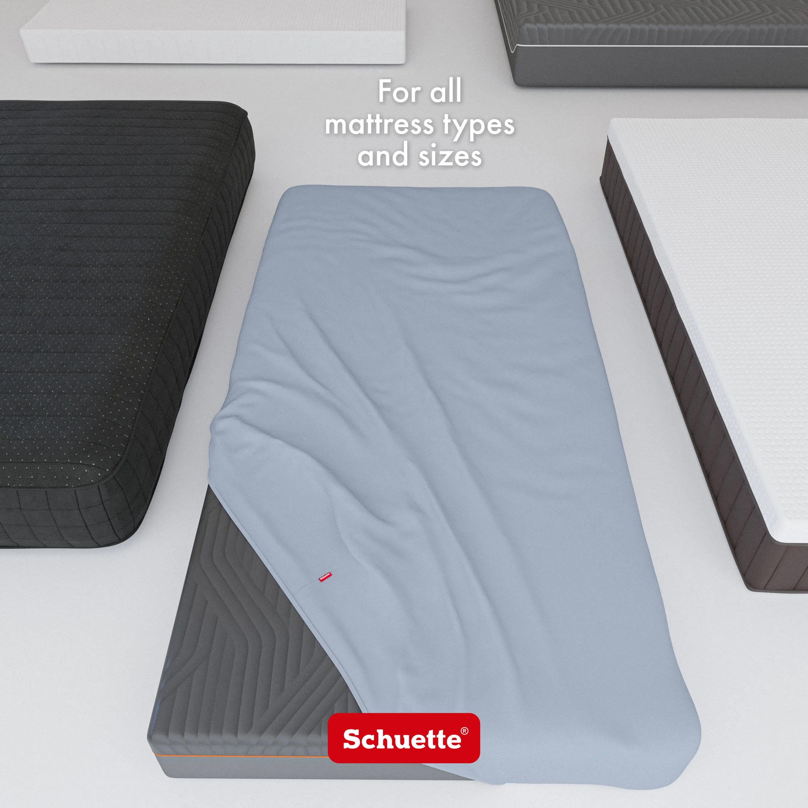 Schuette® Topper Spannbettlaken • 160 x 200 • Wow! Kollektion: Blue It Away (Pastellblau) • 100% Superfluff Baumwolle, Blickdicht, Faltenfrei • mit Rundumgummi • Matratzenhöhe bis 10 cm