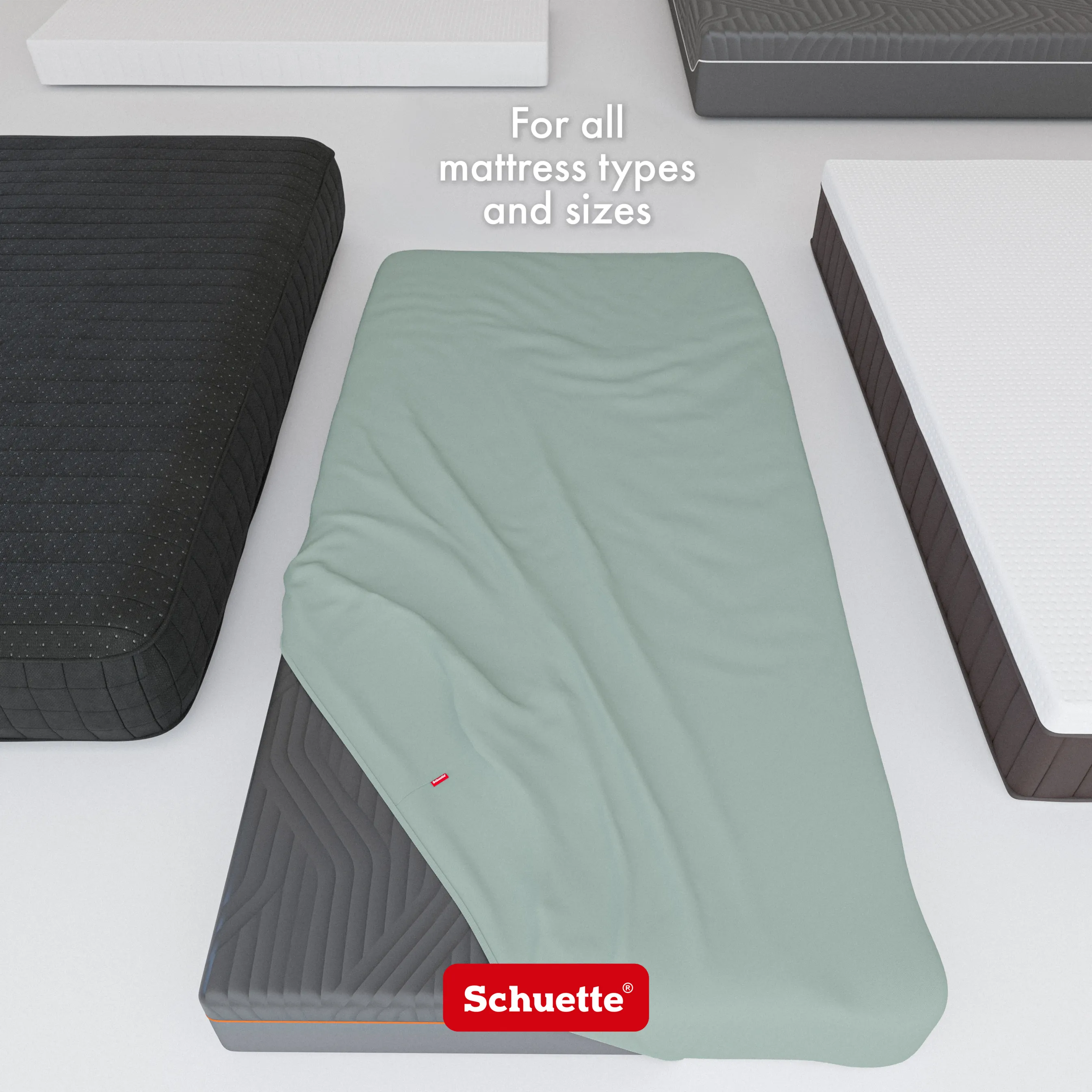 Schuette® Spannbettlaken • 140 x 200 • Wow! Kollektion: Élysées Macarons (Grüngrau) • 100% Superfluff Baumwolle, Blickdicht, Faltenfrei • mit Rundumgummi • Matratzenhöhe bis 35 cm