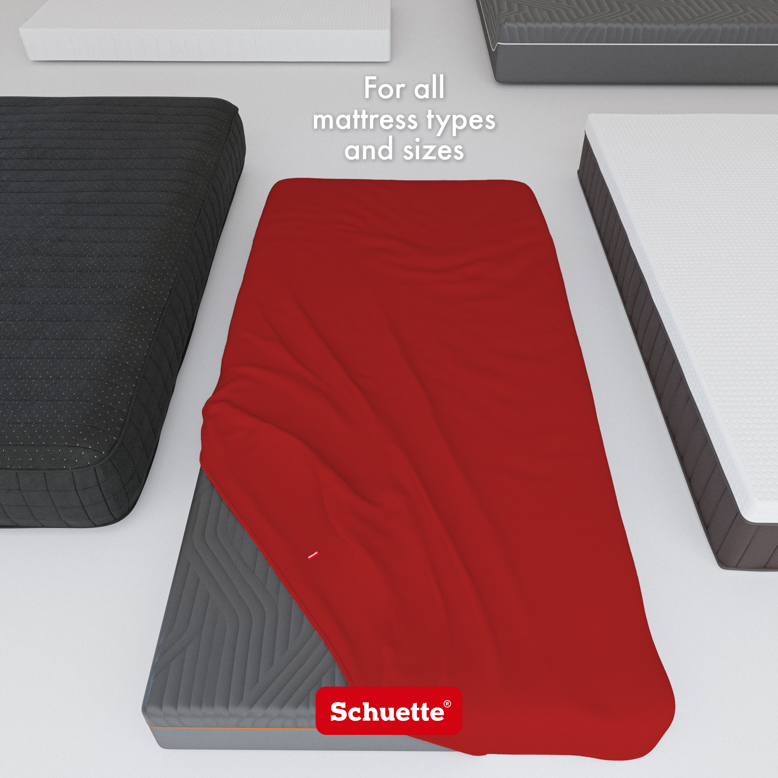 Schuette® Topper Spannbettlaken • 100 x 200 • Wow! Kollektion: Red-volution (Weinrot) • 100% Superfluff Baumwolle, Blickdicht, Faltenfrei • mit Rundumgummi • Matratzenhöhe bis 10 cm