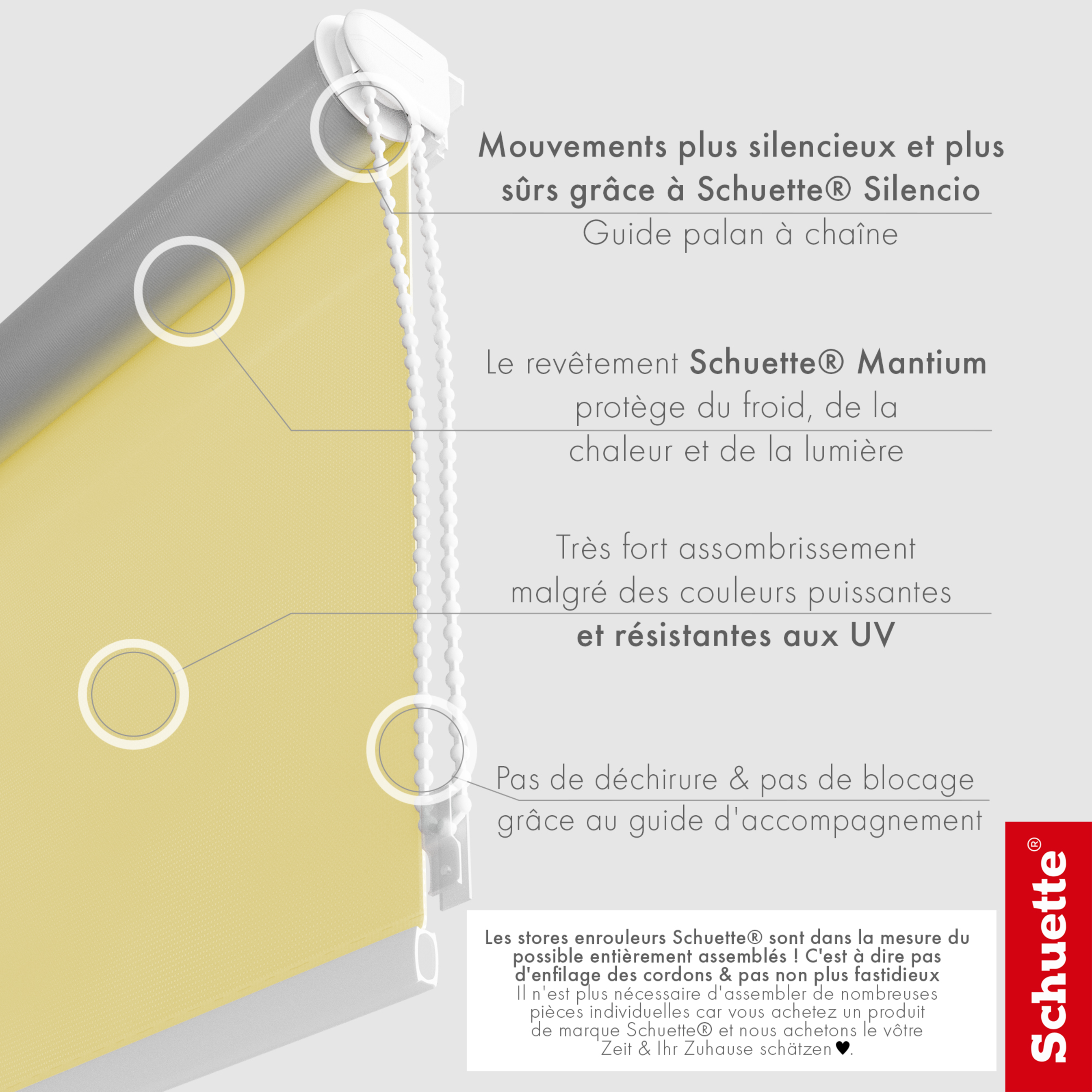 Schuette® Verdunkelungsrollo ohne Bohren & mit Bohren 2in1 nach Maß ● Kollektion Thermo Blackout: Sandy Shore (Beige) ● Profilfarbe: Grau