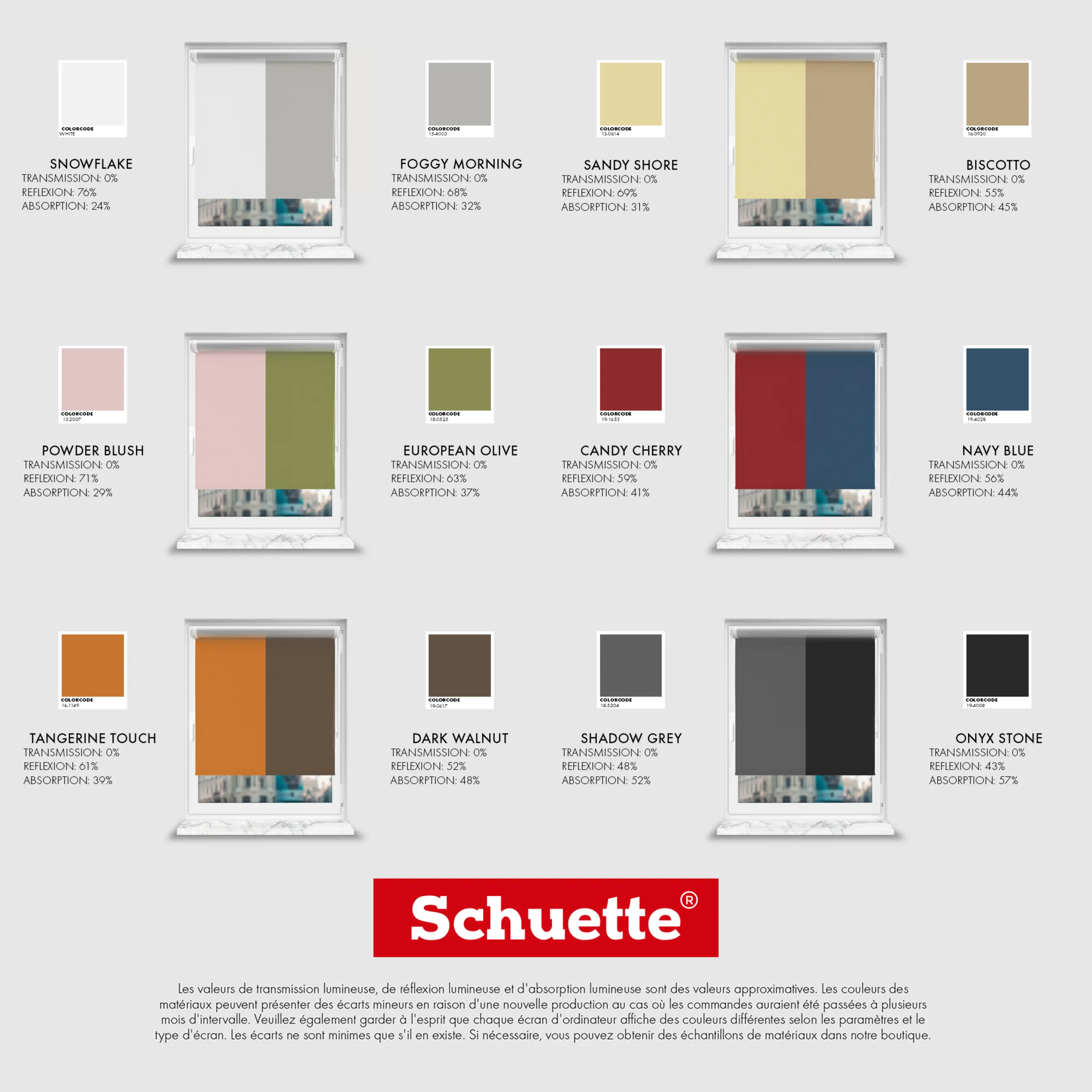 Schuette® Verdunkelungsrollo ohne Bohren & mit Bohren 2in1 nach Maß ● Kollektion Thermo Blackout: Snowflake (Weiß) ● Profilfarbe: Braun