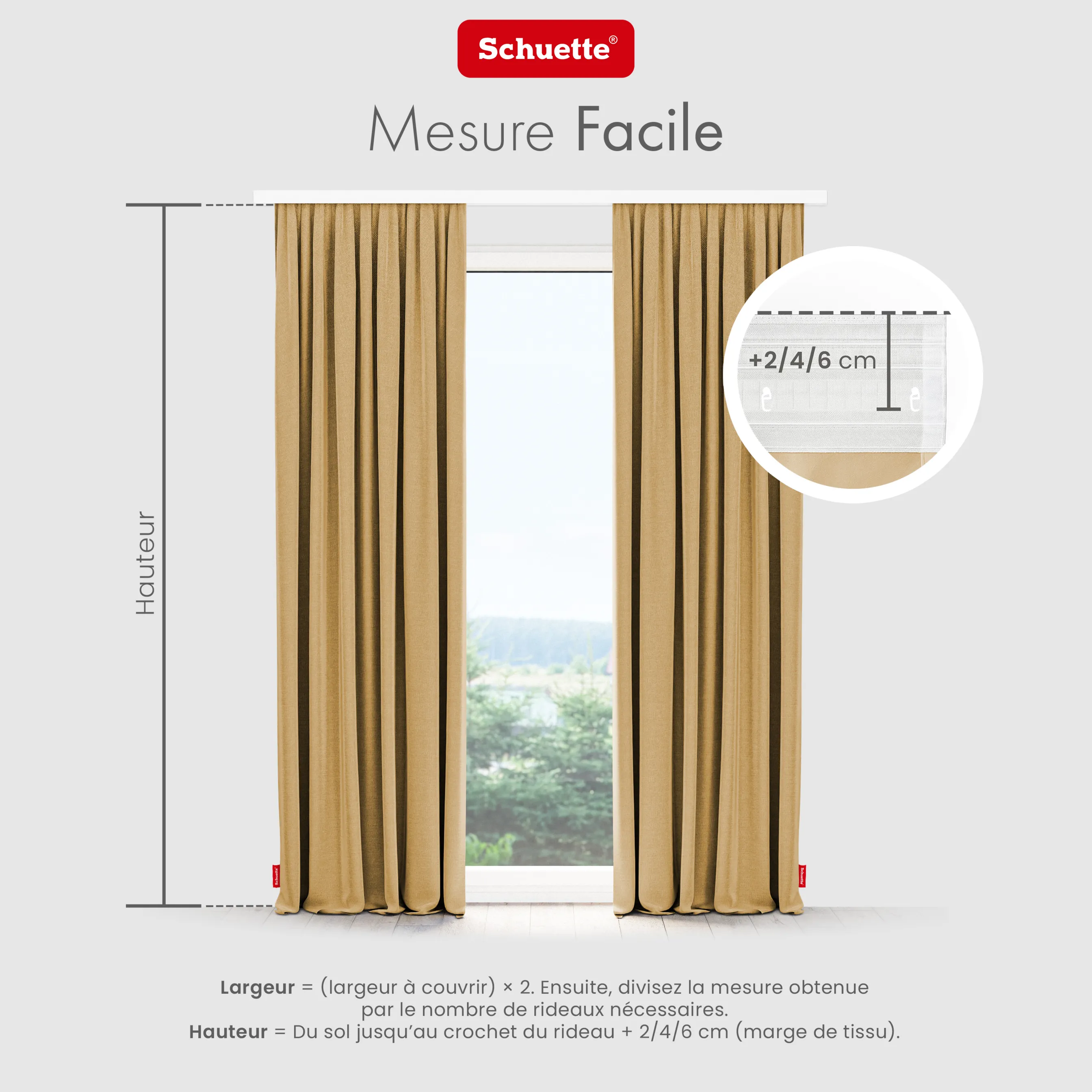 Schuette® Verdunkelungs-Vorhang Gardine mit Tunnelband nach Maß ● Century Black Kollektion: Tuscan sun (Beige) ● 1 Stück ● Knitterfrei Pflegeleicht Thermo Blickdicht & stark Abdunkelnd