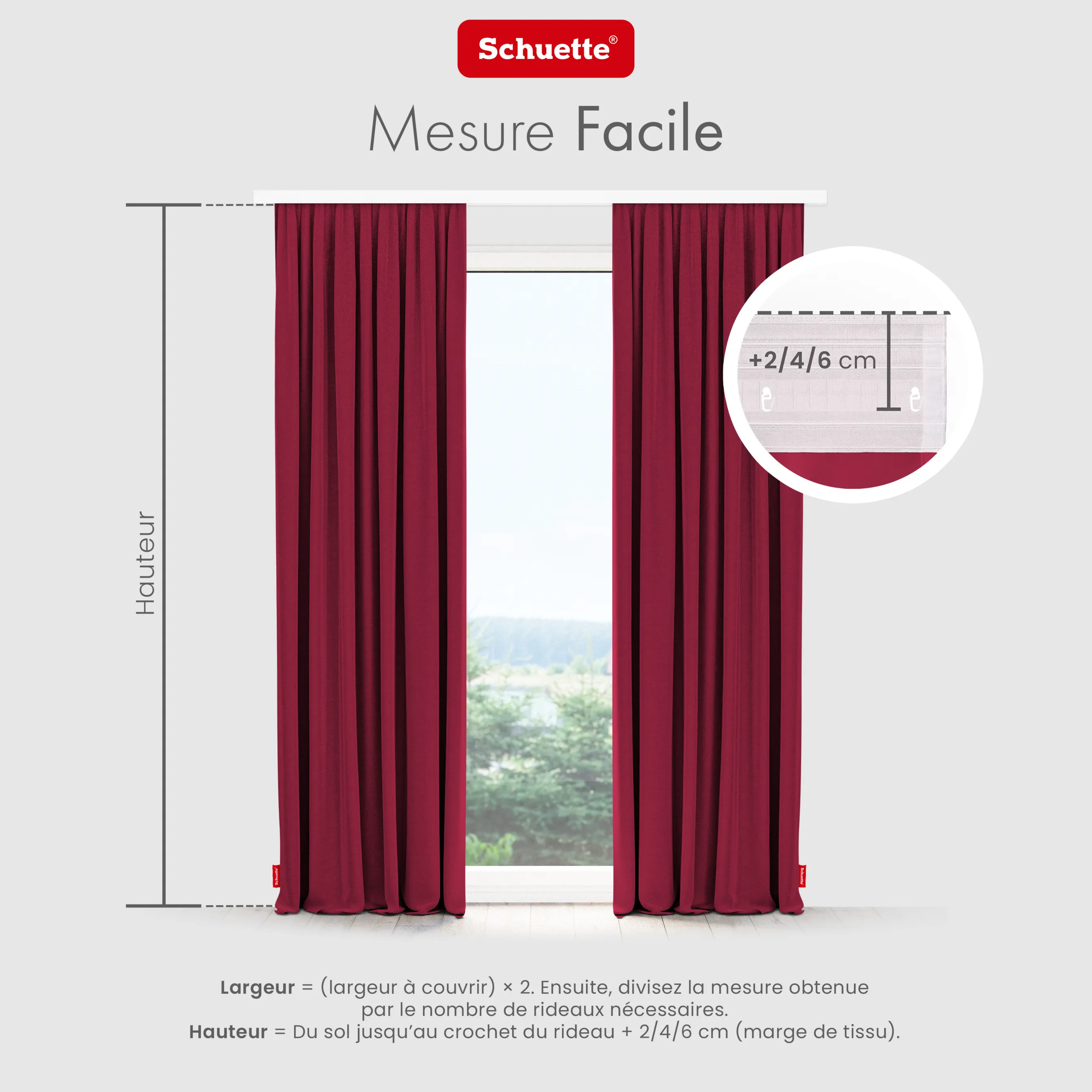 Schuette® Verdunkelungs-Vorhang Gardine mit Tunnelband nach Maß ● Century Black Kollektion: Fire Dance (Rot) ● 1 Stück ● Knitterfrei Pflegeleicht Thermo Blickdicht & stark Abdunkelnd