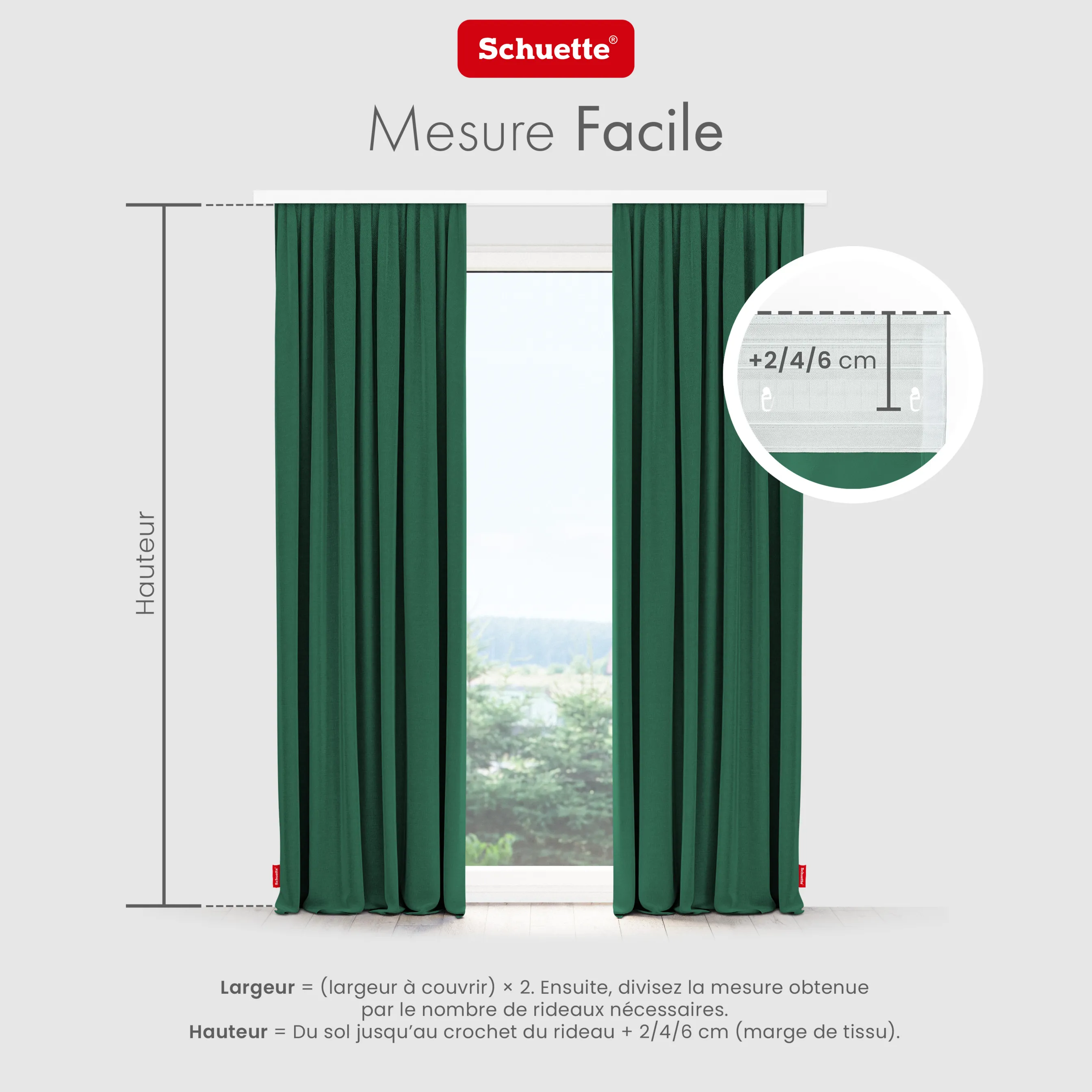 Schuette® Verdunkelungs-Vorhang Gardine mit Tunnelband nach Maß ● Century Black Kollektion: Cactus Bloom (Grün) ● 1 Stück ● Knitterfrei Pflegeleicht Thermo Blickdicht & stark Abdunkelnd
