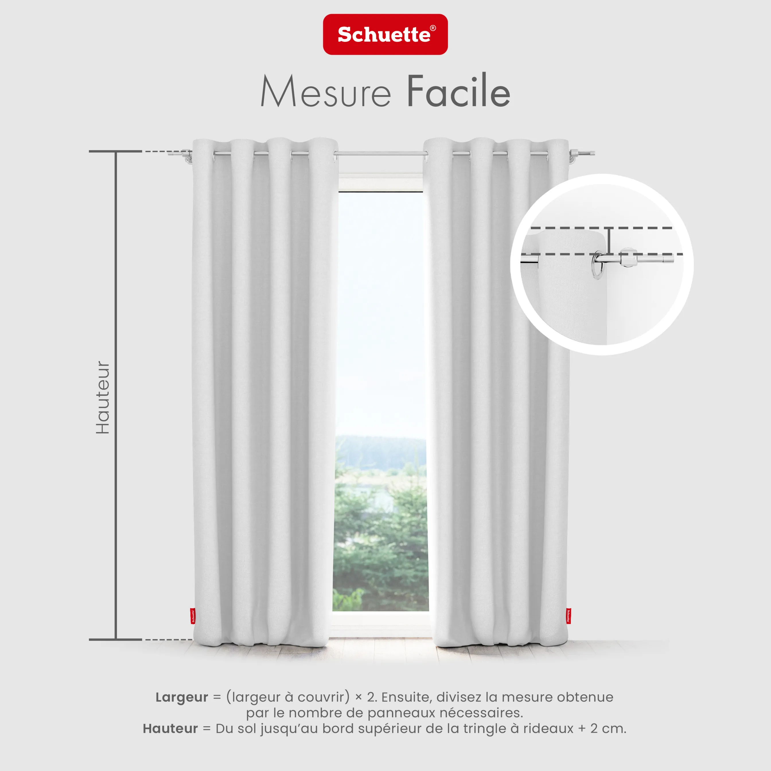 Schuette® Verdunkelungs-Vorhang Gardine mit Ösen nach Maß ● Century Black Kollektion: Misty White (Weiß-Grau) ● 1 Stück ● Knitterfrei Pflegeleicht Thermo Blickdicht & stark Abdunkelnd