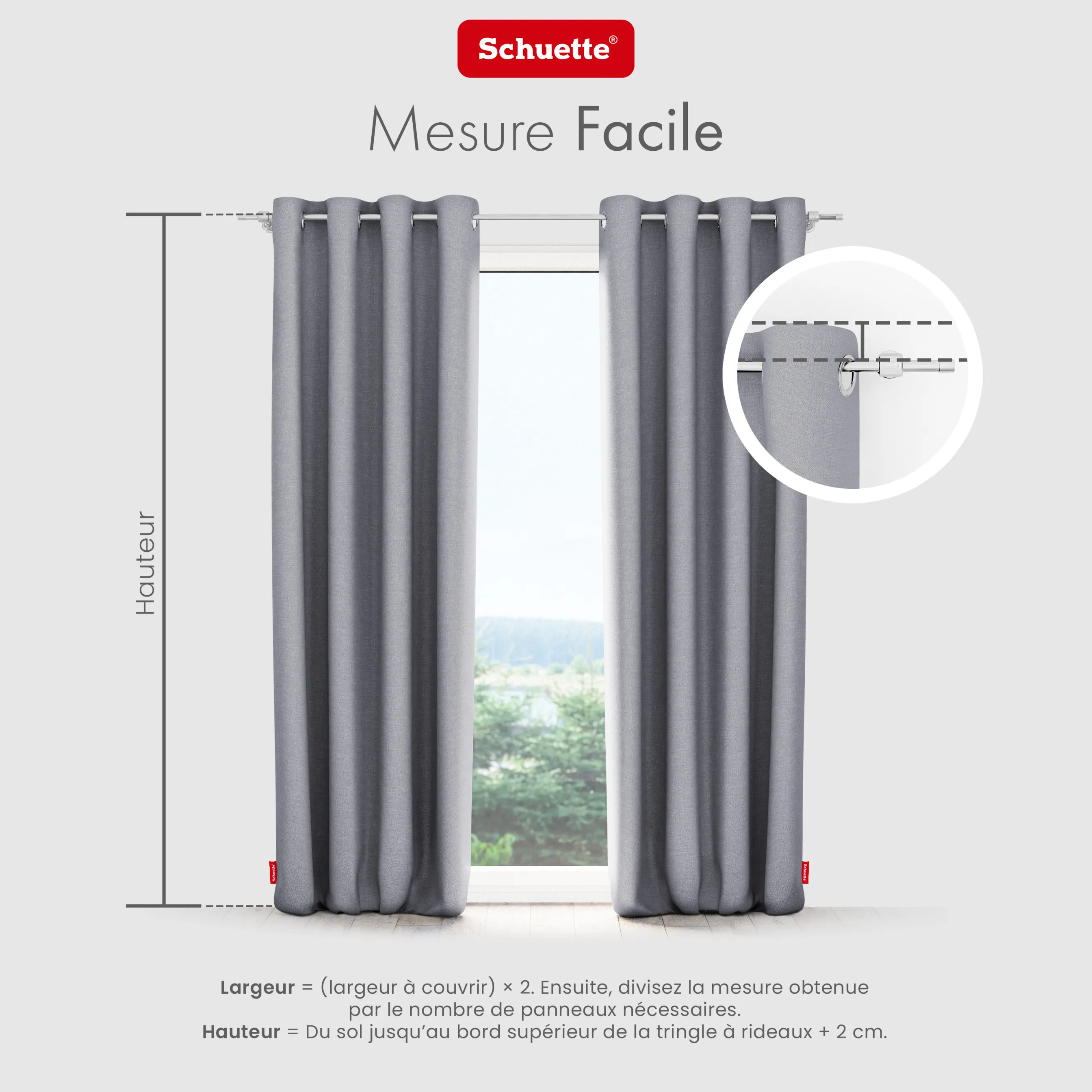 Schuette® Verdunkelungs-Vorhang Gardine mit Ösen nach Maß ● Century Black Kollektion: Fine Platinium (Silber) ● 1 Stück ● Knitterfrei Pflegeleicht Thermo Blickdicht & stark Abdunkelnd