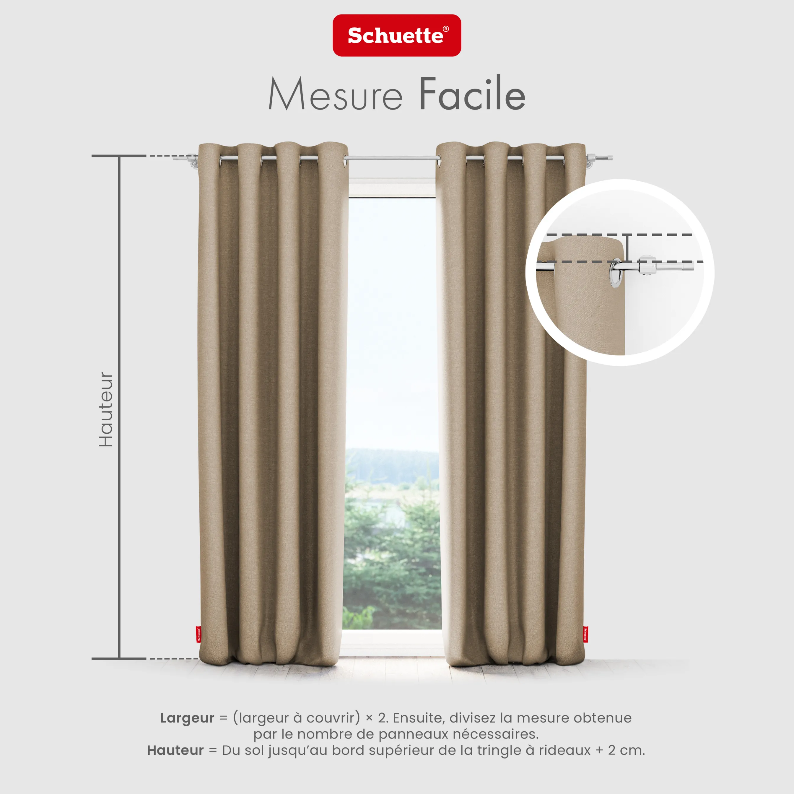 Schuette® Verdunkelungs-Vorhang Gardine mit Ösen nach Maß ● Century Black Kollektion: Safari Trail (Beige) ● 1 Stück ● Knitterfrei Pflegeleicht Thermo Blickdicht & stark Abdunkelnd