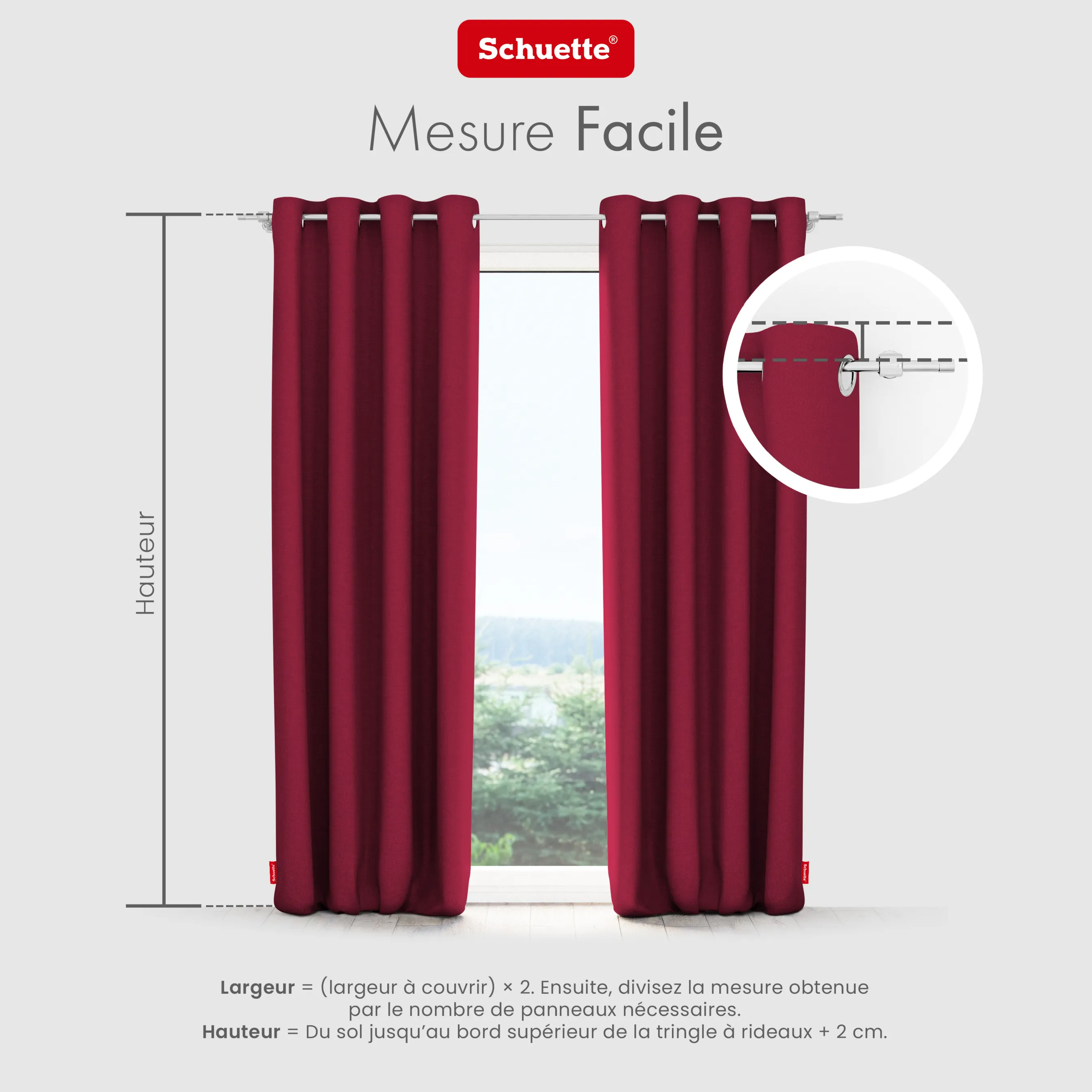 Schuette® Verdunkelungs-Vorhang Gardine mit Ösen nach Maß ● Century Black Kollektion: Fire Dance (Rot) ● 1 Stück ● Knitterfrei Pflegeleicht Thermo Blickdicht & stark Abdunkelnd