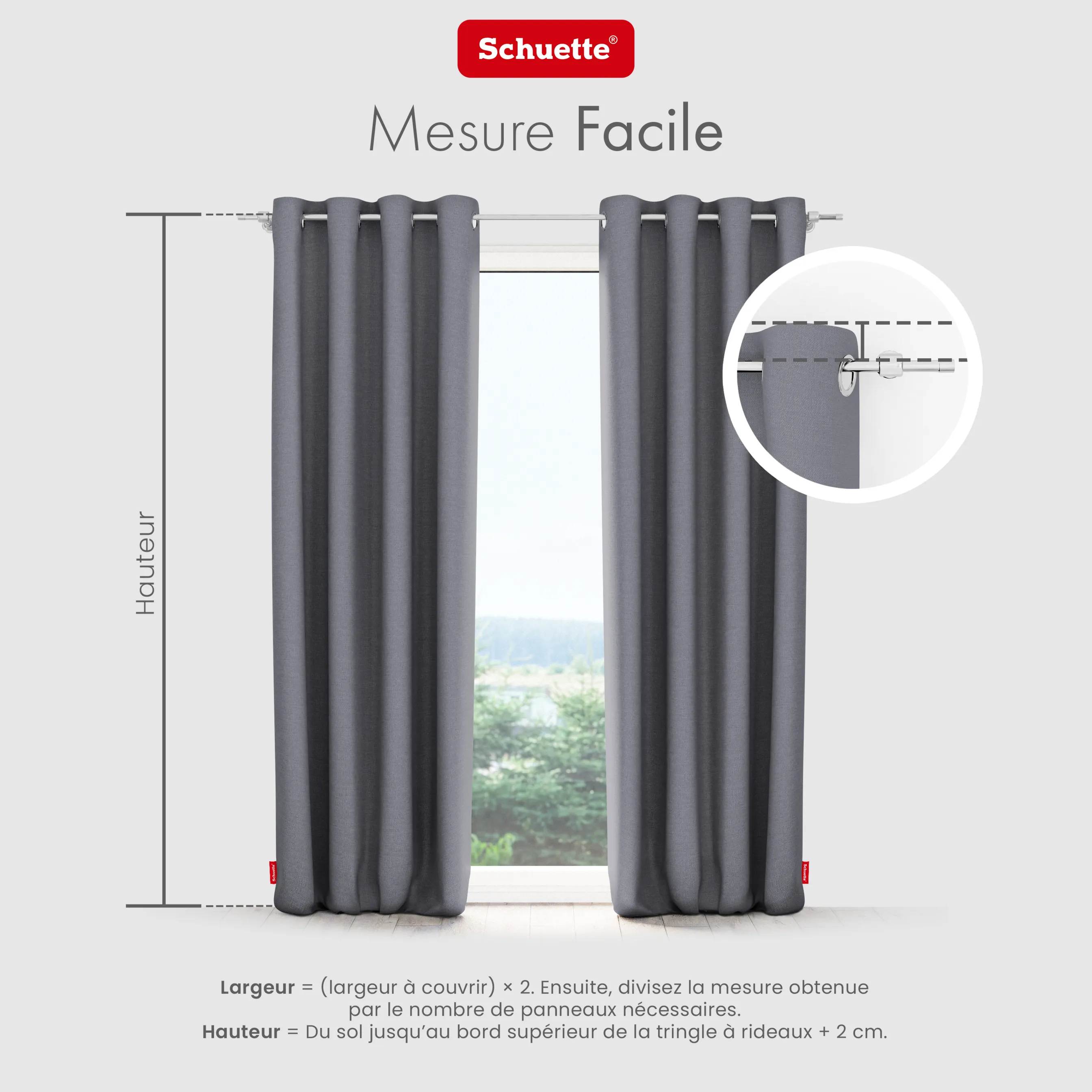 Schuette® Verdunkelungs-Vorhang Gardine mit Ösen nach Maß ● Century Black Kollektion: Misty Harbor (Grau) ● 1 Stück ● Knitterfrei Pflegeleicht Thermo Blickdicht & stark Abdunkelnd