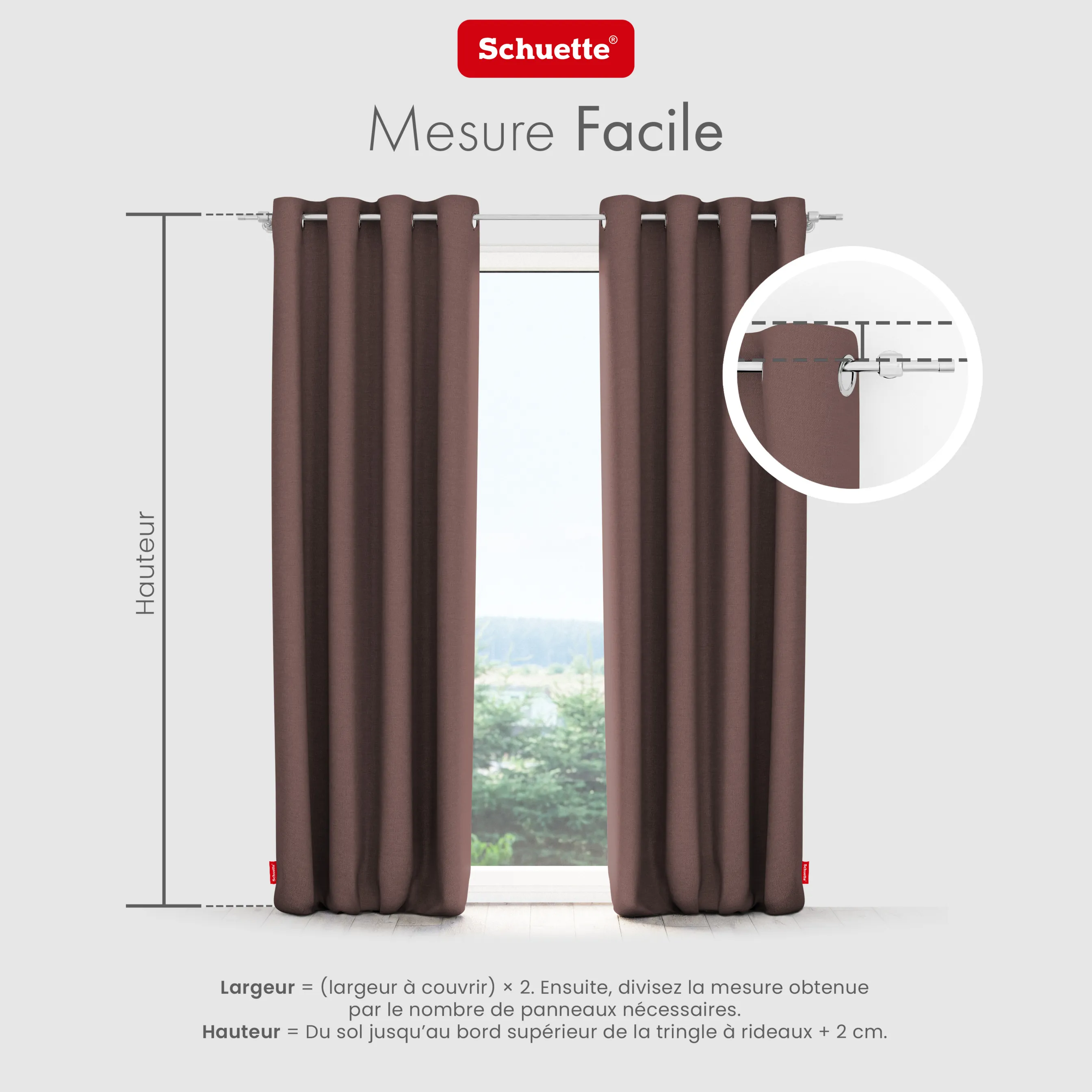 Schuette® Verdunkelungs-Vorhang Gardine mit Ösen nach Maß ● Century Black Kollektion: Deep Walnut (Braun) ● 1 Stück ● Knitterfrei Pflegeleicht Thermo Blickdicht & stark Abdunkelnd