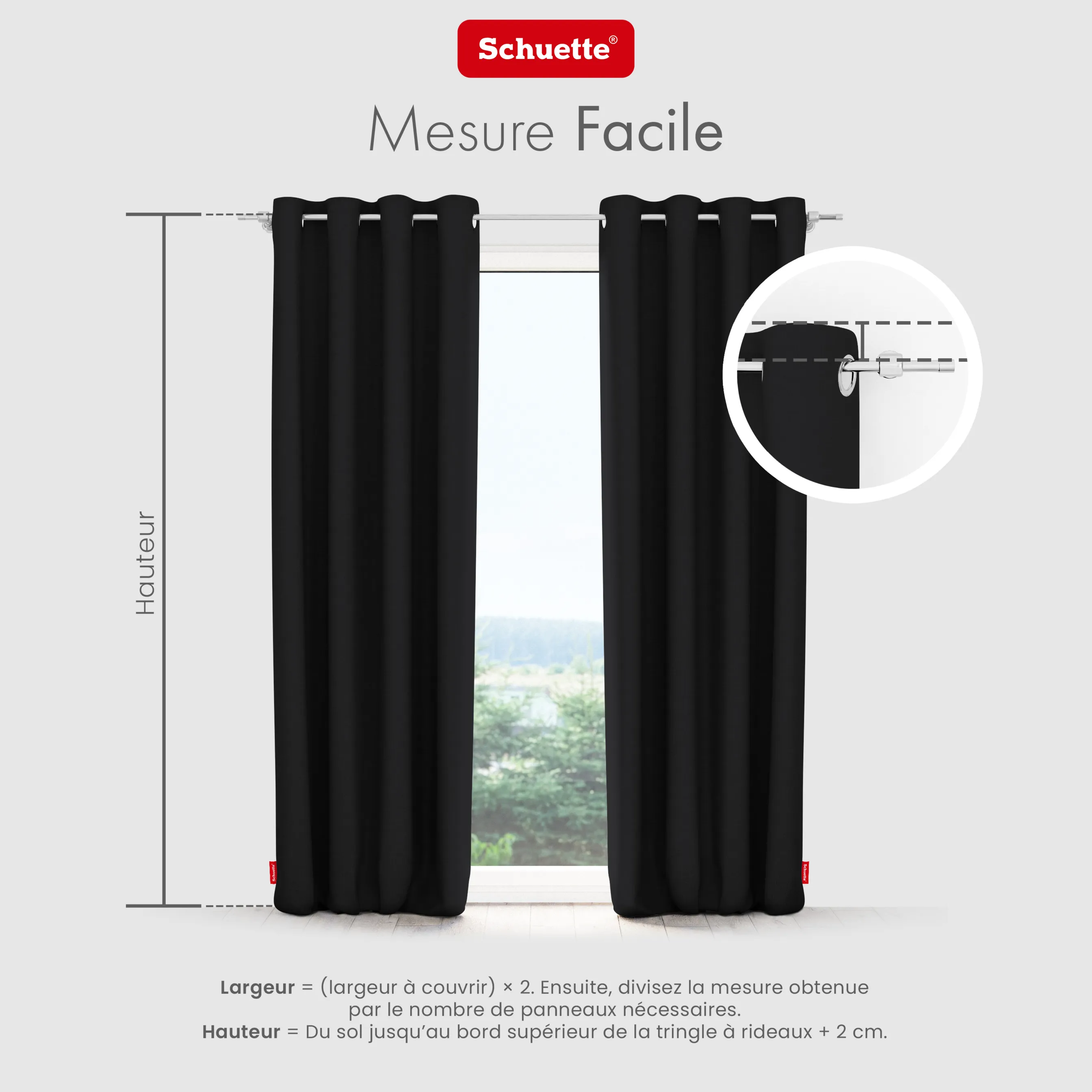Schuette® Verdunkelungs-Vorhang Gardine mit Ösen nach Maß ● Century Black Kollektion: Raven Feather (Schwarz) ● 1 Stück ● Knitterfrei Pflegeleicht Thermo Blickdicht & stark Abdunkelnd
