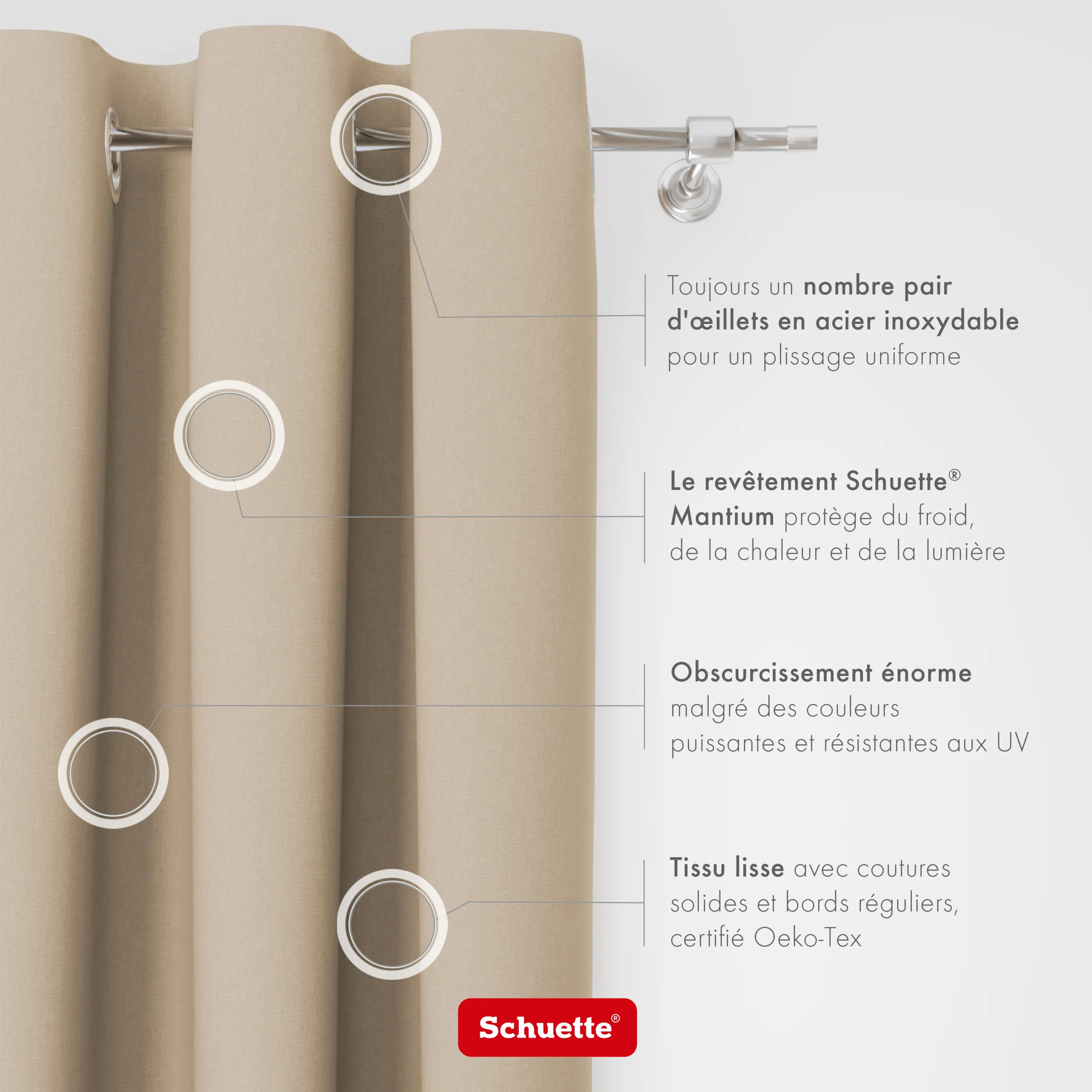 Schuette® Verdunkelungs-Vorhang Gardine mit Ösen nach Maß ● Century Black Kollektion: Safari Trail (Beige) ● 1 Stück ● Knitterfrei Pflegeleicht Thermo Blickdicht & stark Abdunkelnd