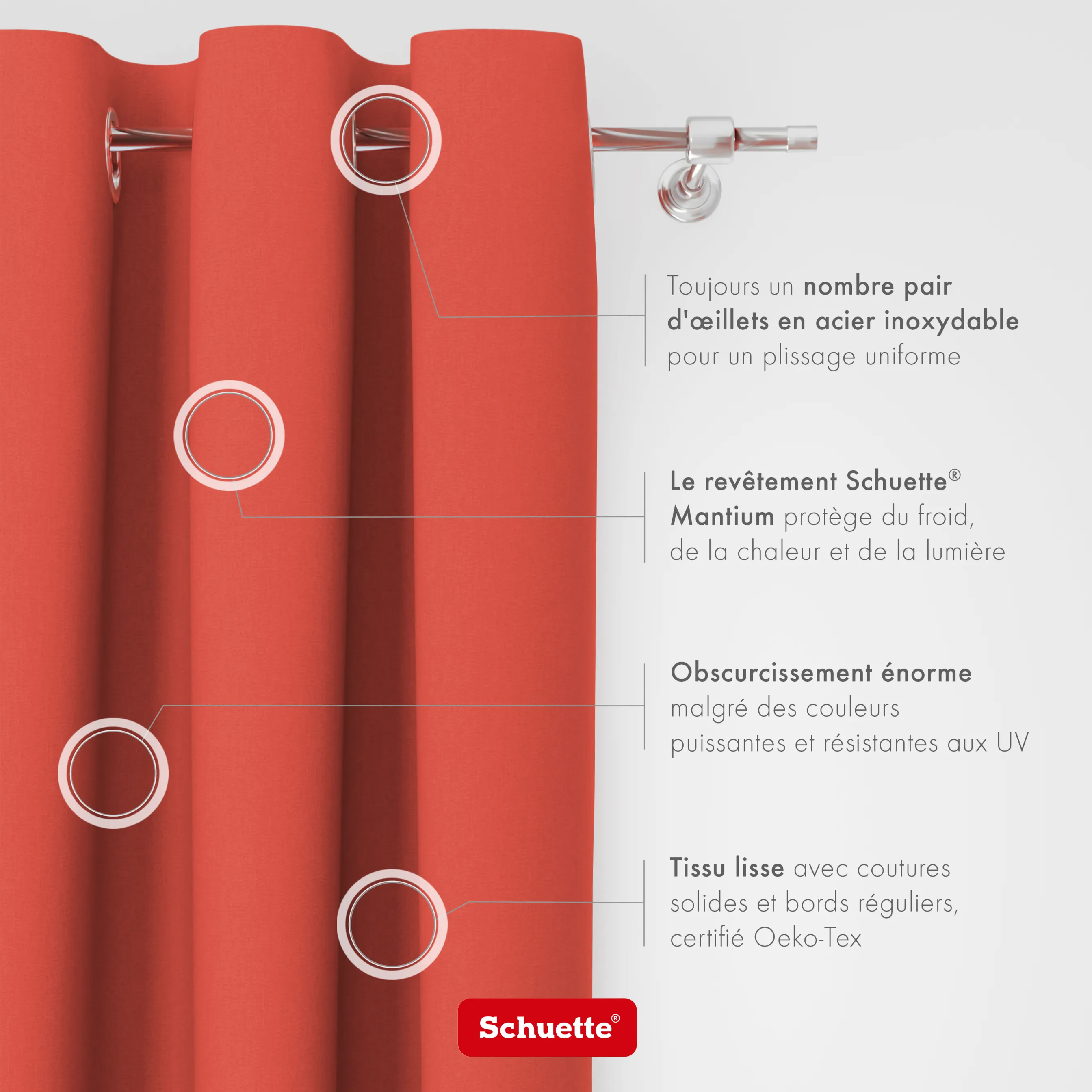 Schuette® Verdunkelungs-Vorhang Gardine mit Ösen nach Maß ● Century Black Kollektion: Pumpkin Pie (Orange) ● 1 Stück ● Knitterfrei Pflegeleicht Thermo Blickdicht & stark Abdunkelnd