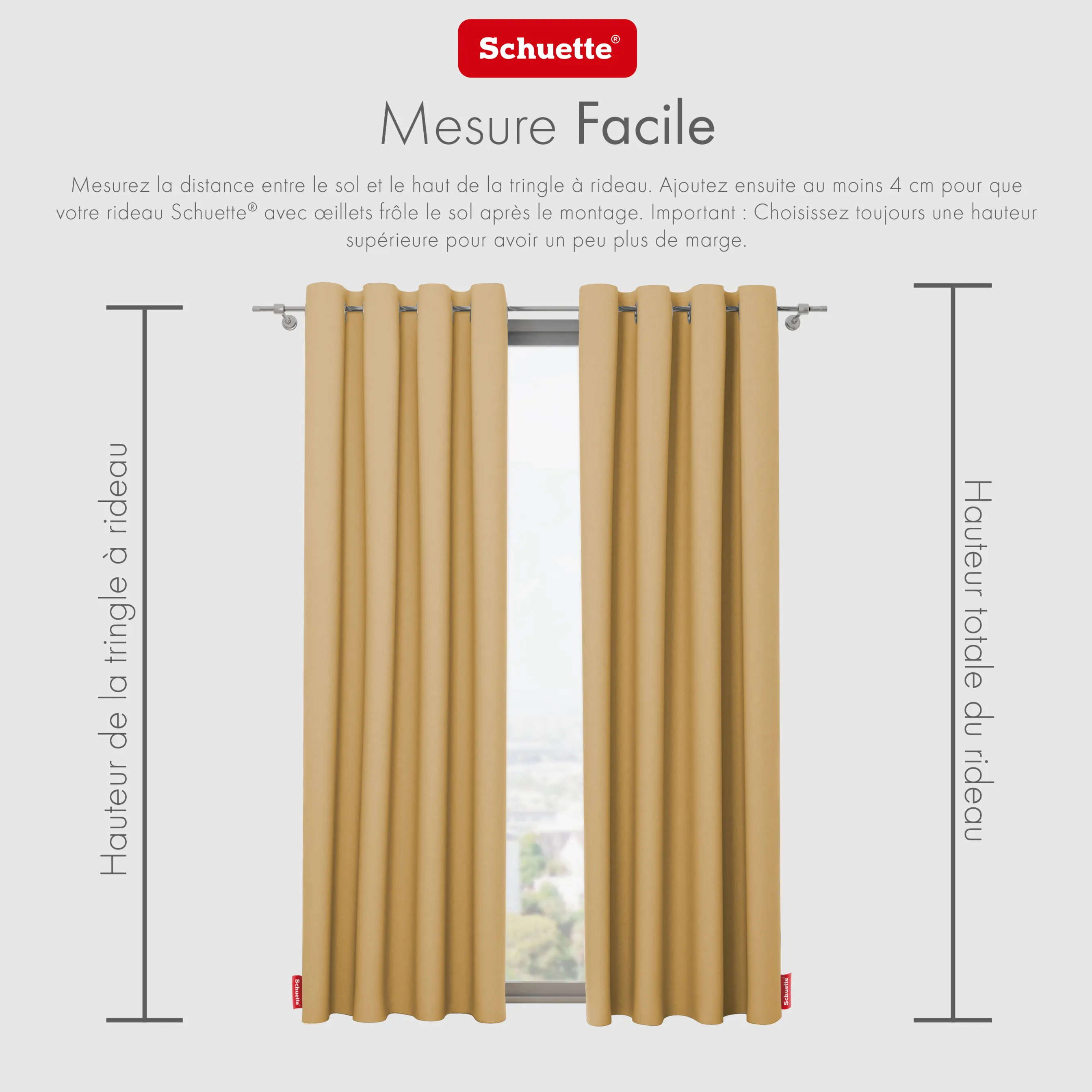 Schuette® Verdunkelungs-Vorhang Gardine mit Tunnelband nach Maß ● Century Black Kollektion: Tuscan sun (Beige) ● 1 Stück ● Knitterfrei Pflegeleicht Thermo Blickdicht & stark Abdunkelnd