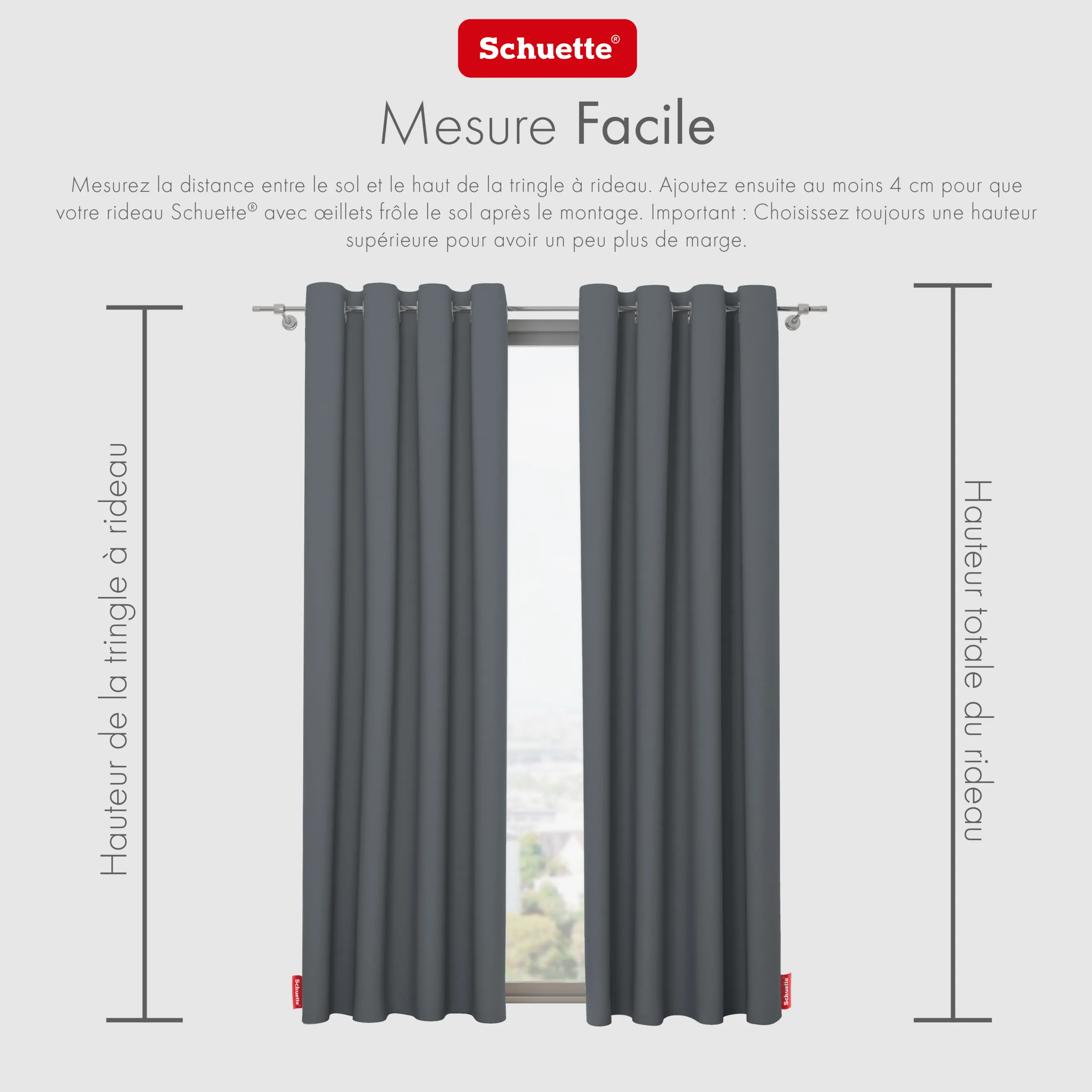 Schuette® Verdunkelungs-Vorhang Gardine mit Tunnelband nach Maß ● Century Black Kollektion: Shadow Touch (Grau) ● 1 Stück ● Knitterfrei Pflegeleicht Thermo Blickdicht & stark Abdunkelnd
