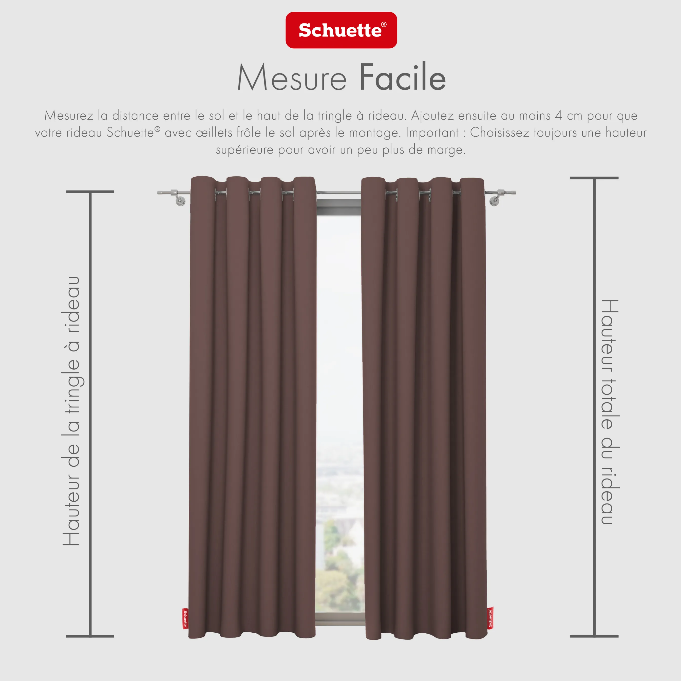 Schuette® Verdunkelungs-Vorhang Gardine mit Tunnelband nach Maß ● Century Black Kollektion: Deep Walnut (Braun) ● 1 Stück ● Knitterfrei Pflegeleicht Thermo Blickdicht & stark Abdunkelnd