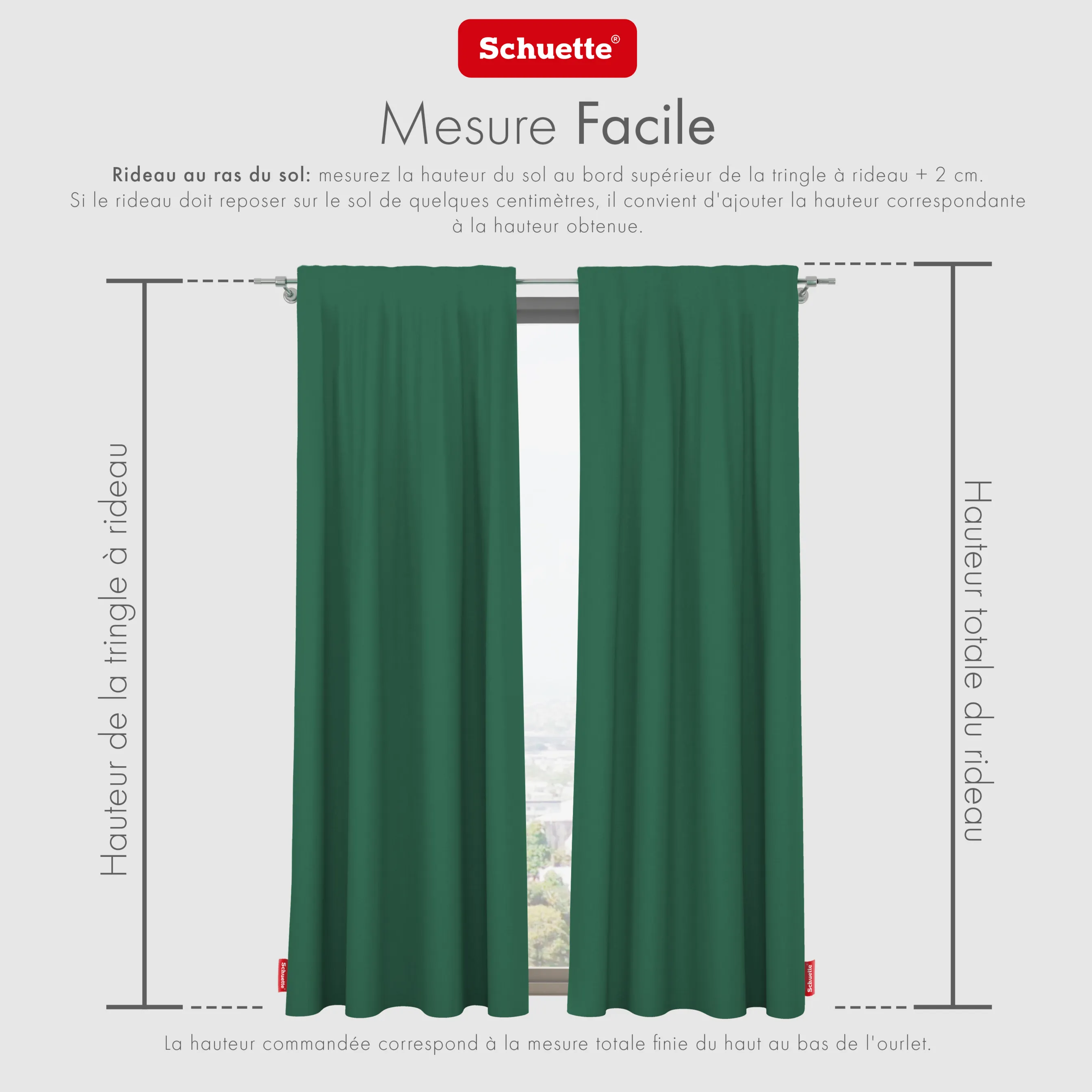 Schuette® Verdunkelungs-Vorhang Gardine mit Tunnelband nach Maß ● Century Black Kollektion: Cactus Bloom (Grün) ● 1 Stück ● Knitterfrei Pflegeleicht Thermo Blickdicht & stark Abdunkelnd
