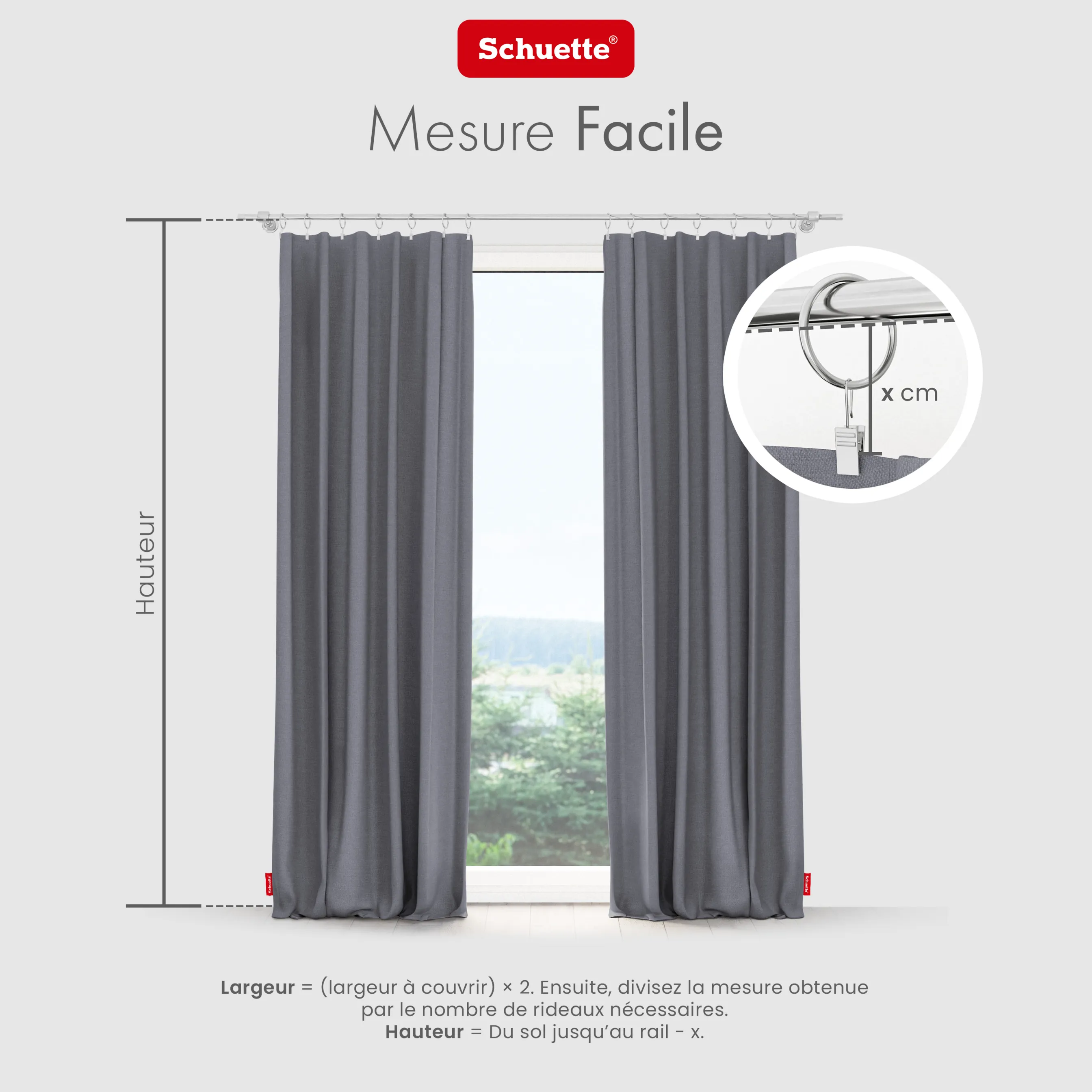 Schuette® Verdunkelungs-Vorhang Gardine mit Tunnelband nach Maß ● Century Black Kollektion: Misty Harbor (Grau) ● 1 Stück ● Knitterfrei Pflegeleicht Thermo Blickdicht & stark Abdunkelnd