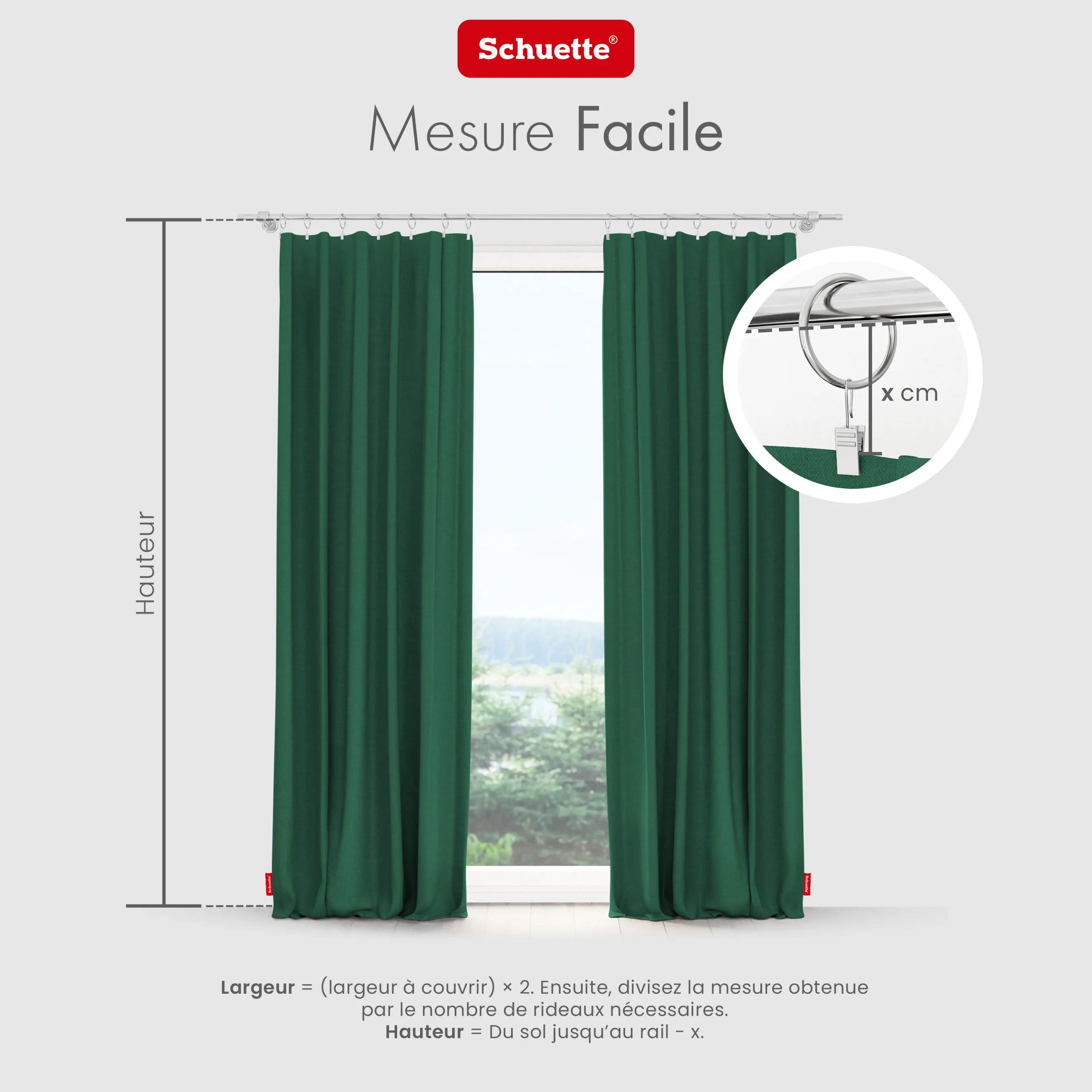 Schuette® Verdunkelungs-Vorhang Gardine mit Tunnelband nach Maß ● Century Black Kollektion: Cactus Bloom (Grün) ● 1 Stück ● Knitterfrei Pflegeleicht Thermo Blickdicht & stark Abdunkelnd