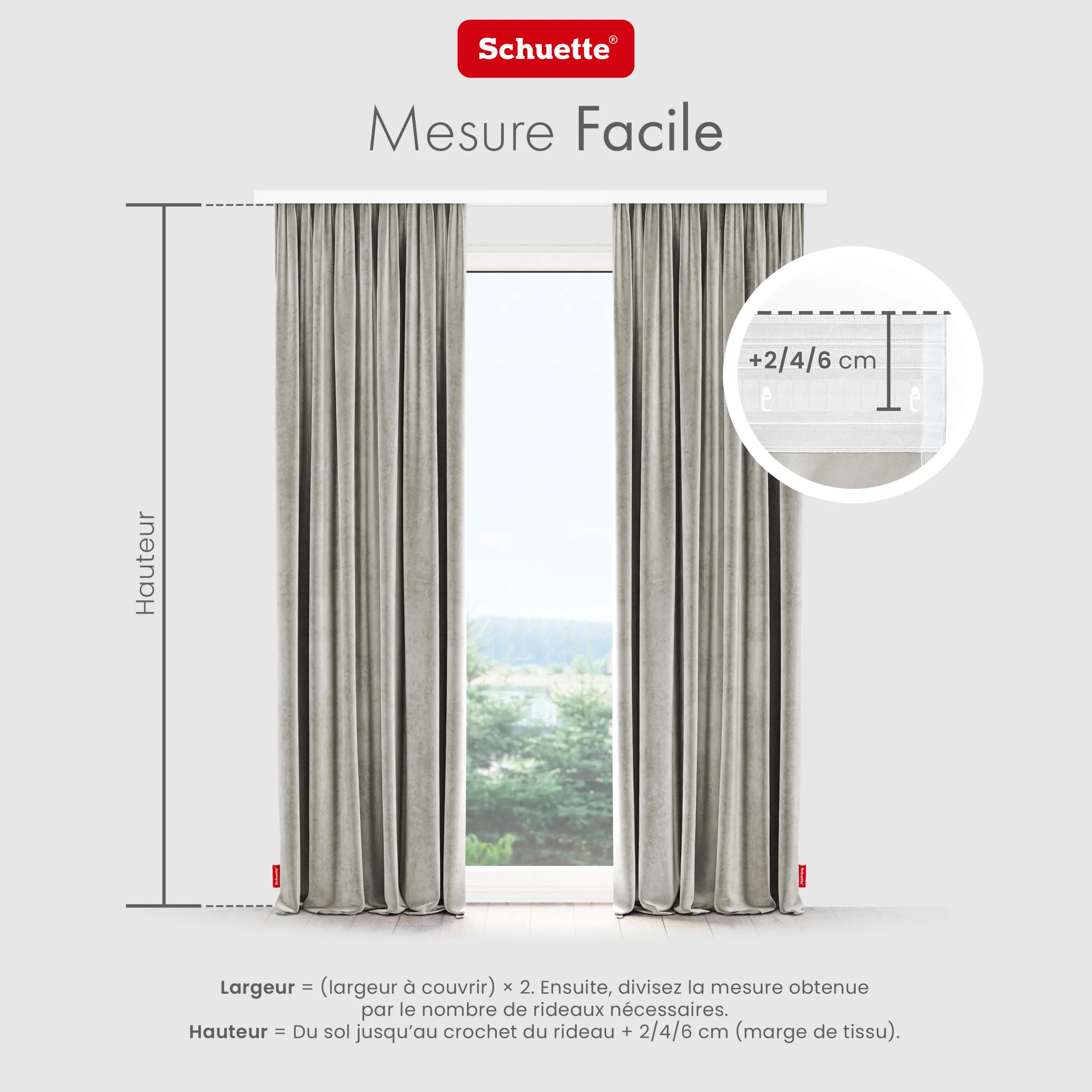 Schuette® Verdunkelungs-Vorhang Gardine mit Tunnelband nach Maß ● Millenium Velvet Kollektion: Grey Goose (Beige) ● 1 Stück ● Knitterfrei Pflegeleicht Thermo Blickdicht & stark Abdunkelnd