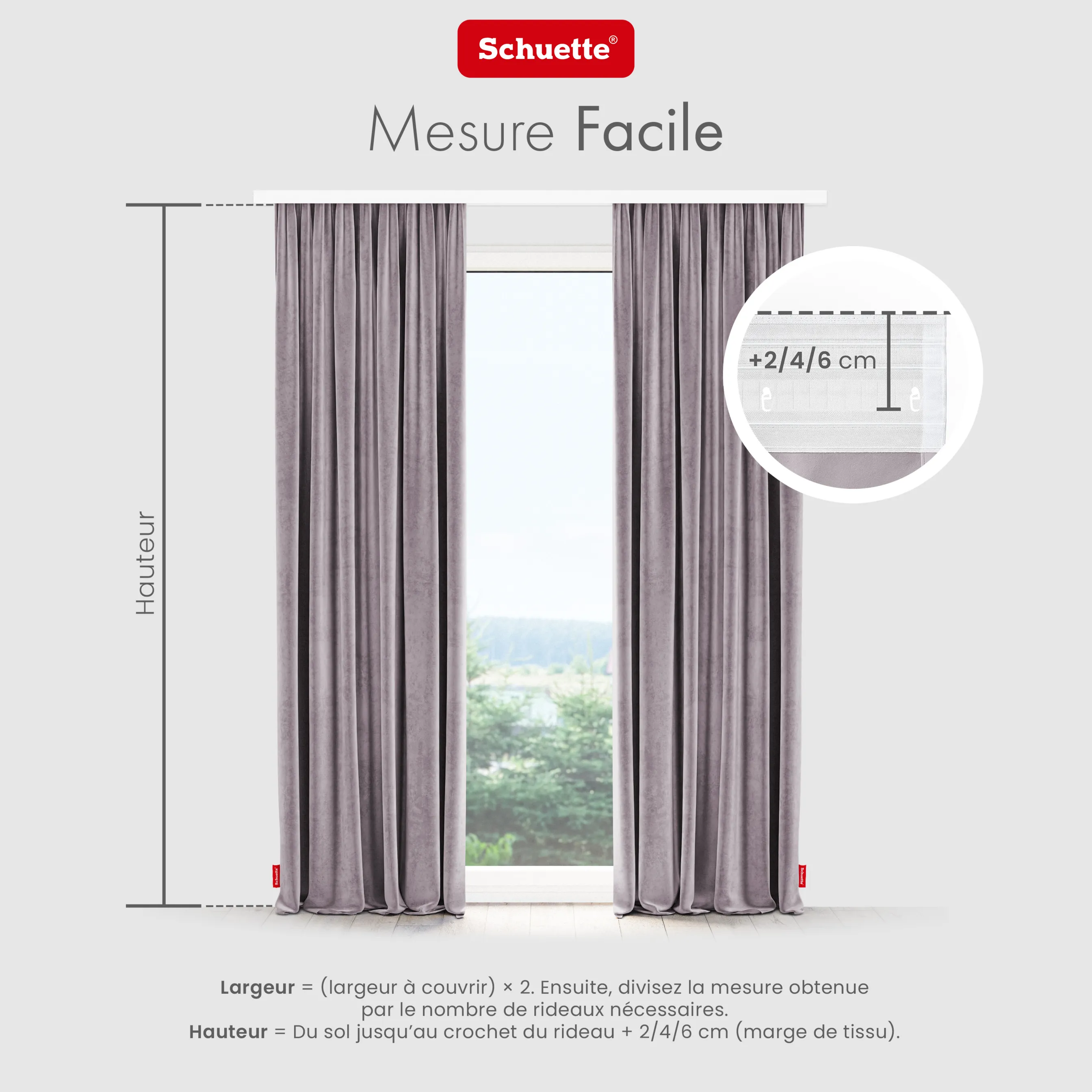 Schuette® Verdunkelungs-Vorhang Gardine mit Tunnelband nach Maß ● Millenium Velvet Kollektion: Purple Grape (Lila) ● 1 Stück ● Knitterfrei Pflegeleicht Thermo Blickdicht & stark Abdunkelnd