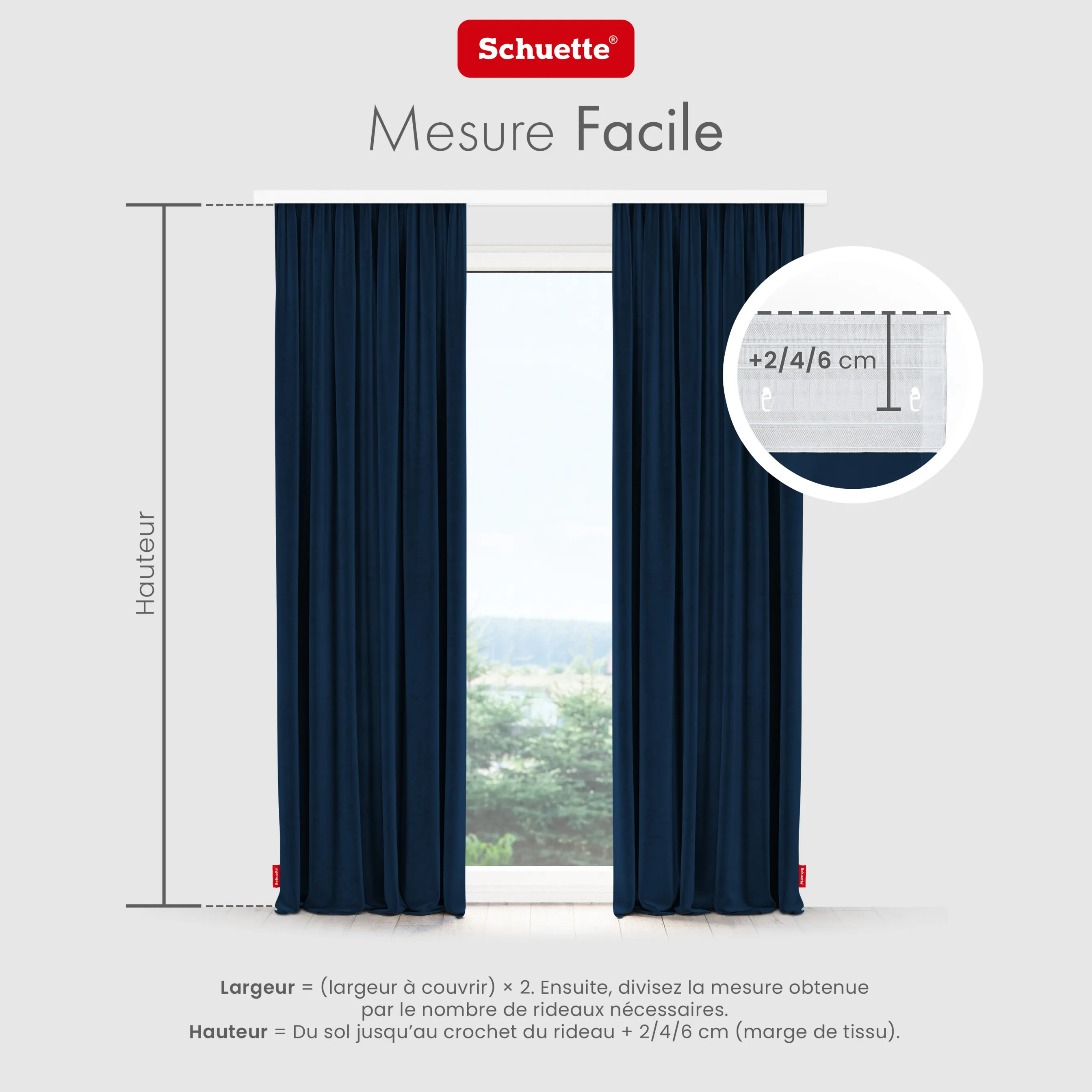 Schuette® Verdunkelungs-Vorhang Gardine mit Tunnelband nach Maß ● Millenium Velvet Kollektion: Royal Blue (Blau) ● 1 Stück ● Knitterfrei Pflegeleicht Thermo Blickdicht & stark Abdunkelnd