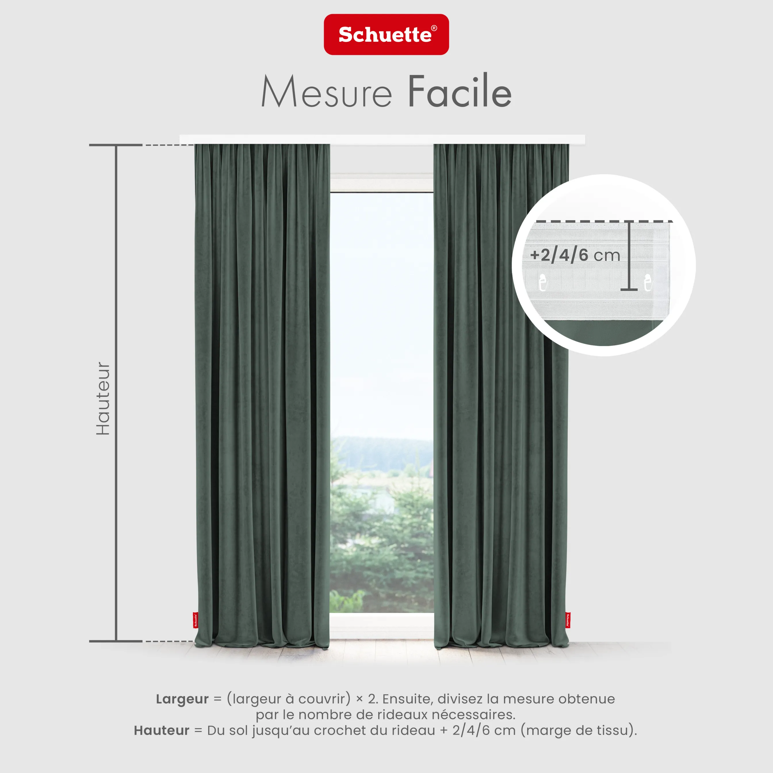 Schuette® Verdunkelungs-Vorhang Gardine mit Tunnelband nach Maß ● Millenium Velvet Kollektion: Isle of Pines (Dunkelgrün) ● 1 Stück ● Knitterfrei Pflegeleicht Thermo Blickdicht & stark Abdunkelnd