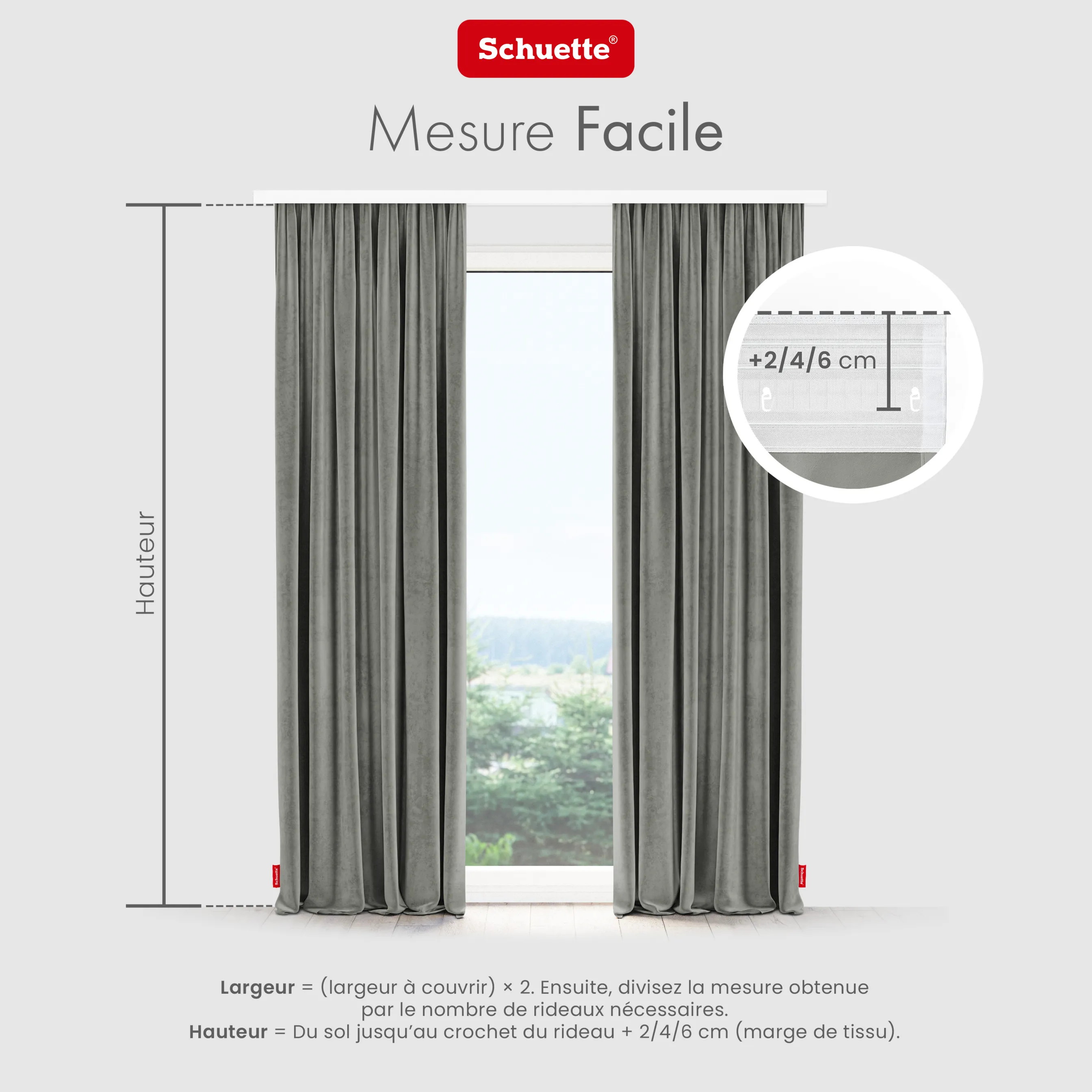 Schuette® Verdunkelungs-Vorhang Gardine mit Tunnelband nach Maß ● Millenium Velvet Kollektion: Umber Gray (Grau) ● 1 Stück ● Knitterfrei Pflegeleicht Thermo Blickdicht & stark Abdunkelnd