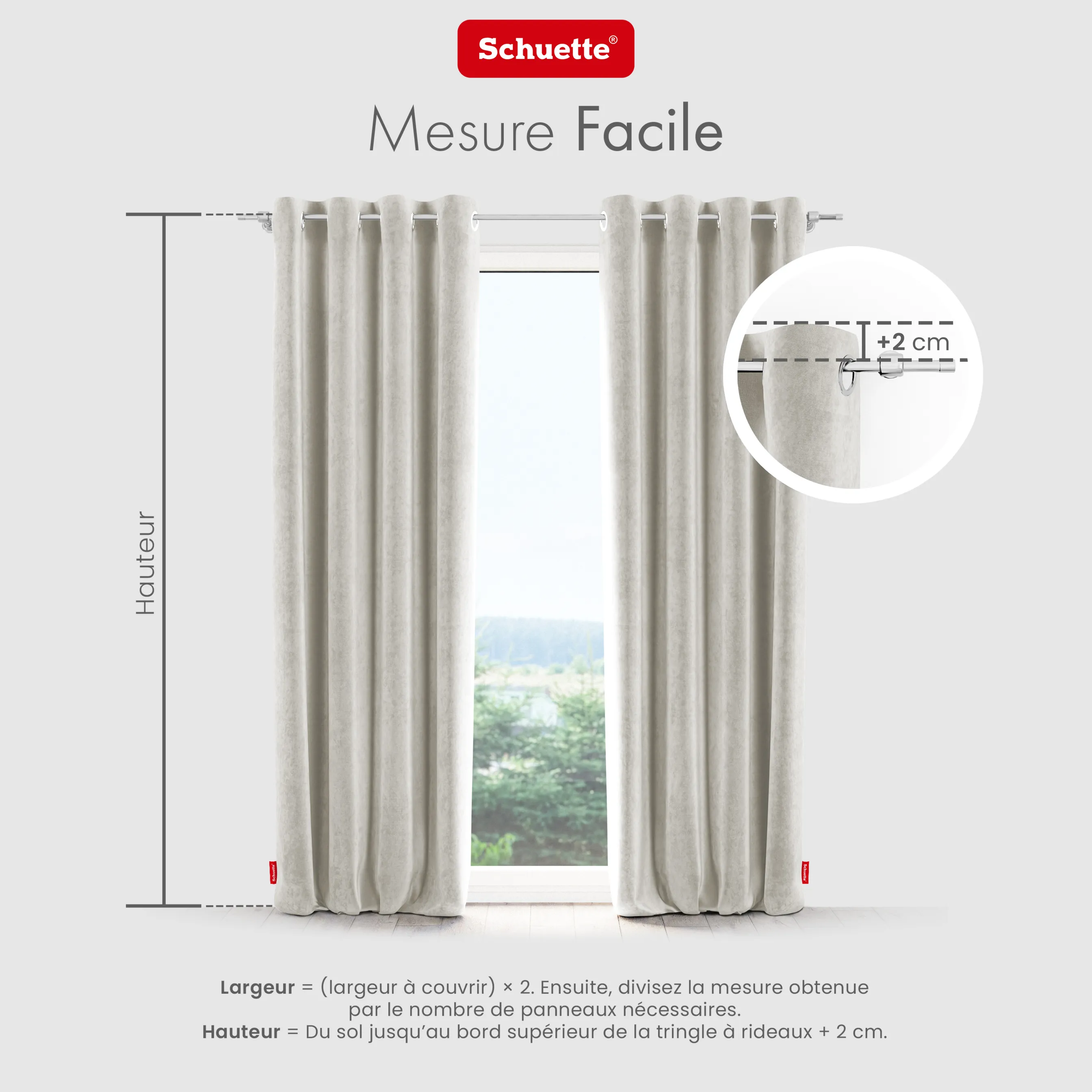 Schuette® Verdunkelungs-Vorhang Gardine mit Ösen nach Maß ● Millenium Velvet Kollektion: Polar Bear (Weiß-Grau-Beige) ● 1 Stück ● Knitterfrei Pflegeleicht Thermo Blickdicht & stark Abdunkelnd