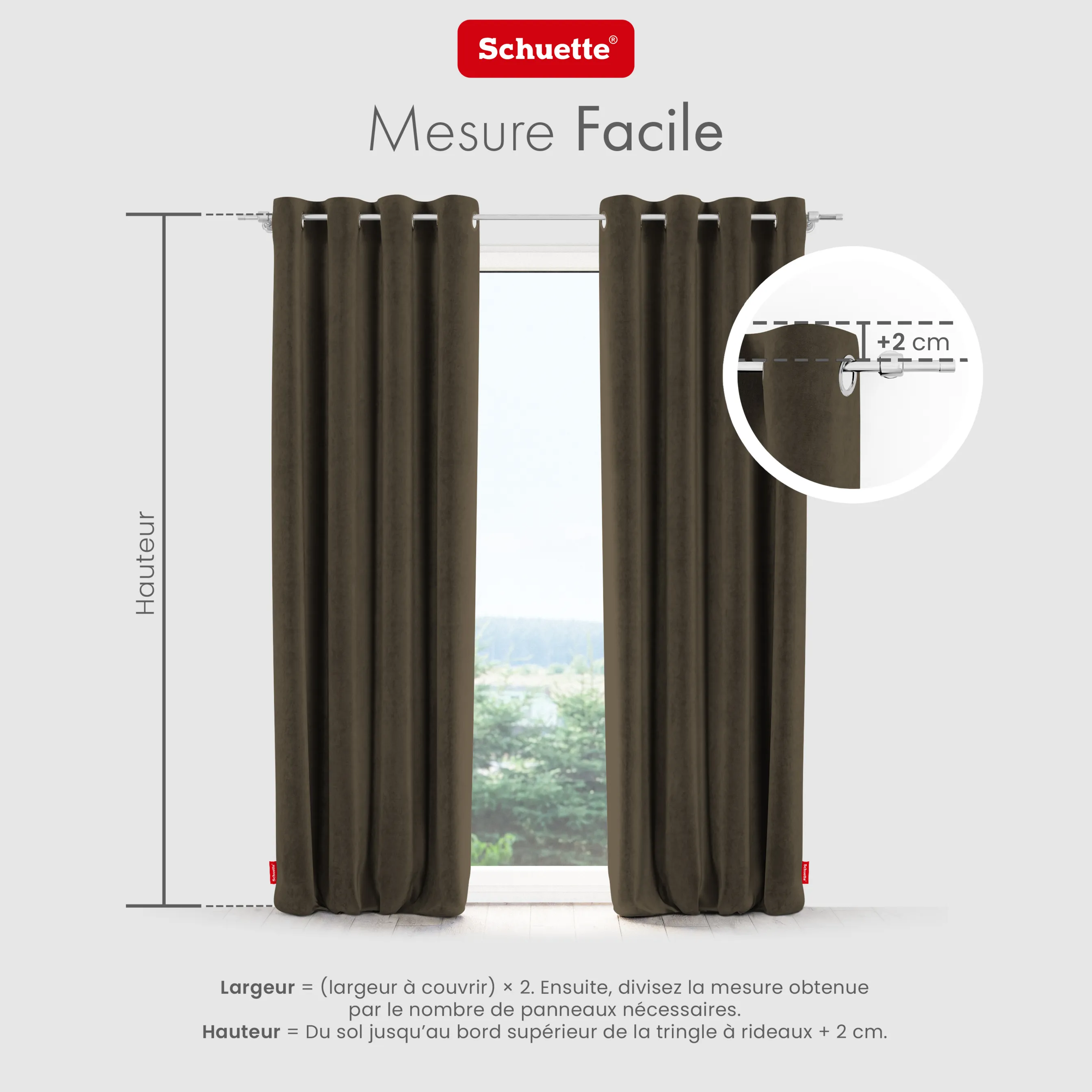 Schuette® Verdunkelungs-Vorhang Gardine mit Ösen nach Maß ● Millenium Velvet Kollektion: Bright Lead (Braun) ● 1 Stück ● Knitterfrei Pflegeleicht Thermo Blickdicht & stark Abdunkelnd