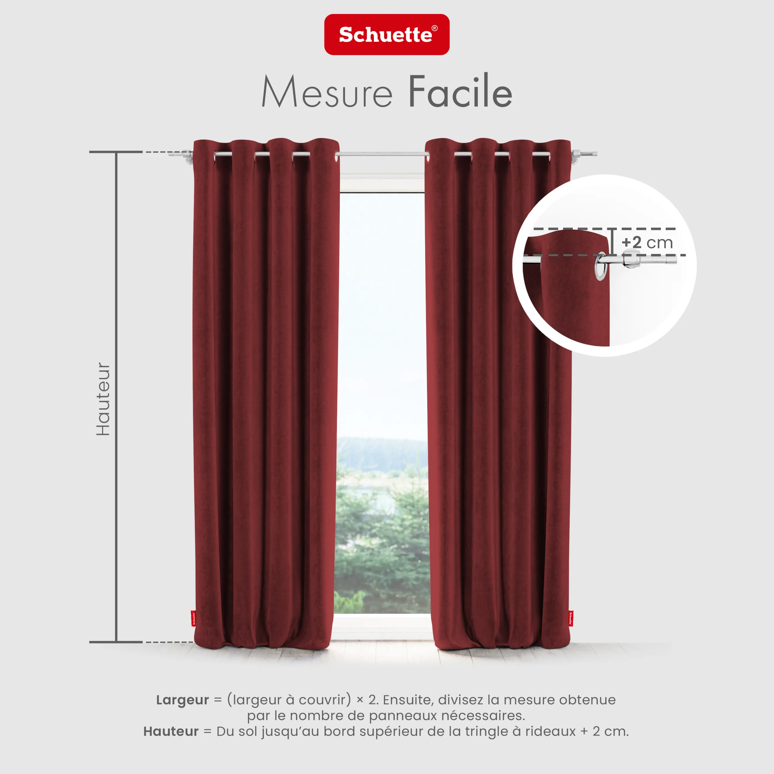 Schuette® Verdunkelungs-Vorhang Gardine mit Ösen nach Maß ● Millenium Velvet Kollektion: Carmine (Rot) ● 1 Stück ● Knitterfrei Pflegeleicht Thermo Blickdicht & stark Abdunkelnd