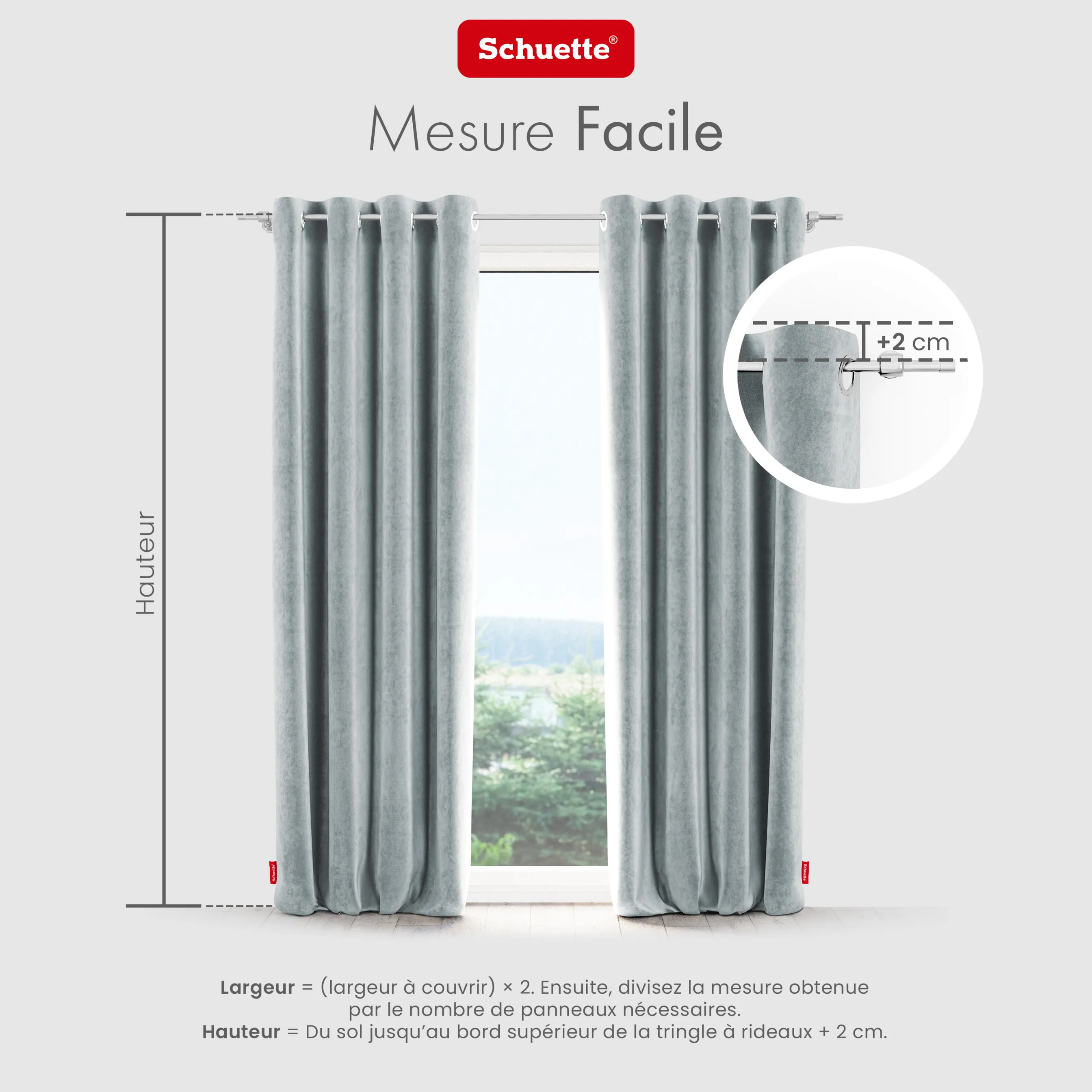 Schuette® Verdunkelungs-Vorhang Gardine mit Ösen nach Maß ● Millenium Velvet Kollektion: Koala Shade (Grau) ● 1 Stück ● Knitterfrei Pflegeleicht Thermo Blickdicht & stark Abdunkelnd