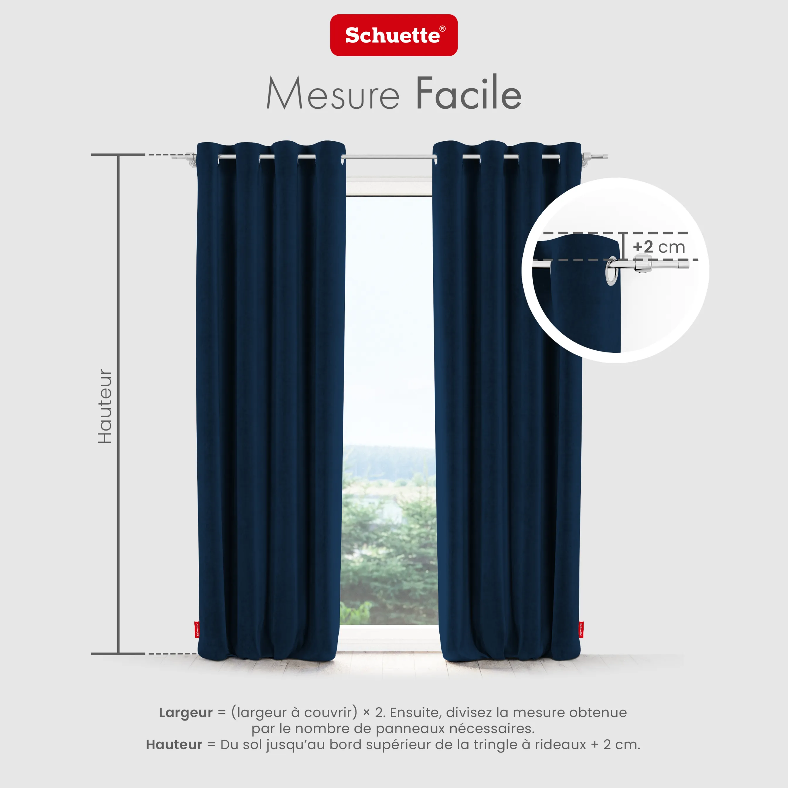 Schuette® Verdunkelungs-Vorhang Gardine mit Ösen nach Maß ● Millenium Velvet Kollektion: Royal Blue (Blau) ● 1 Stück ● Knitterfrei Pflegeleicht Thermo Blickdicht & stark Abdunkelnd