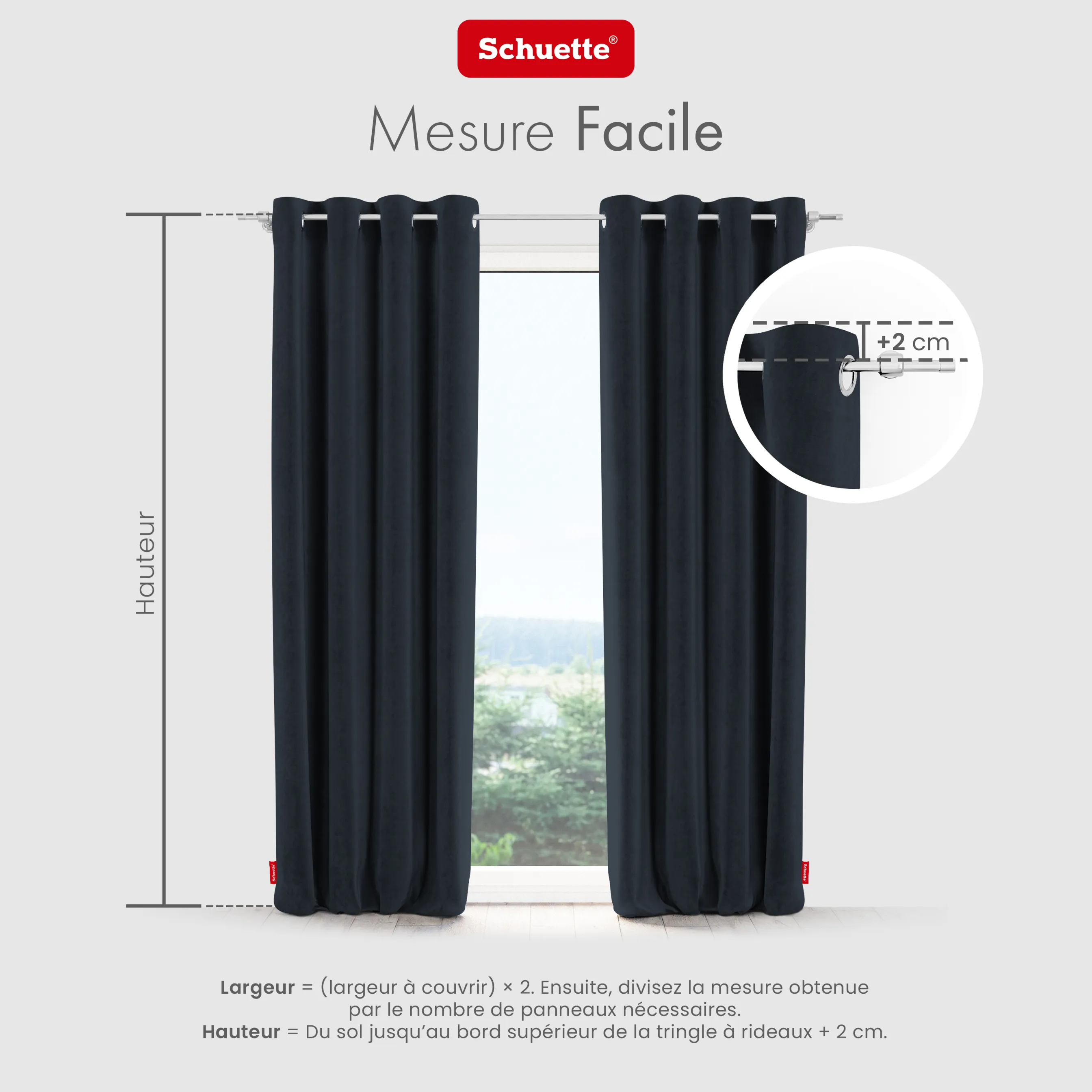 Schuette® Verdunkelungs-Vorhang Gardine mit Ösen nach Maß ● Millenium Velvet Kollektion: Anchor (Blau) ● 1 Stück ● Knitterfrei Pflegeleicht Thermo Blickdicht & stark Abdunkelnd