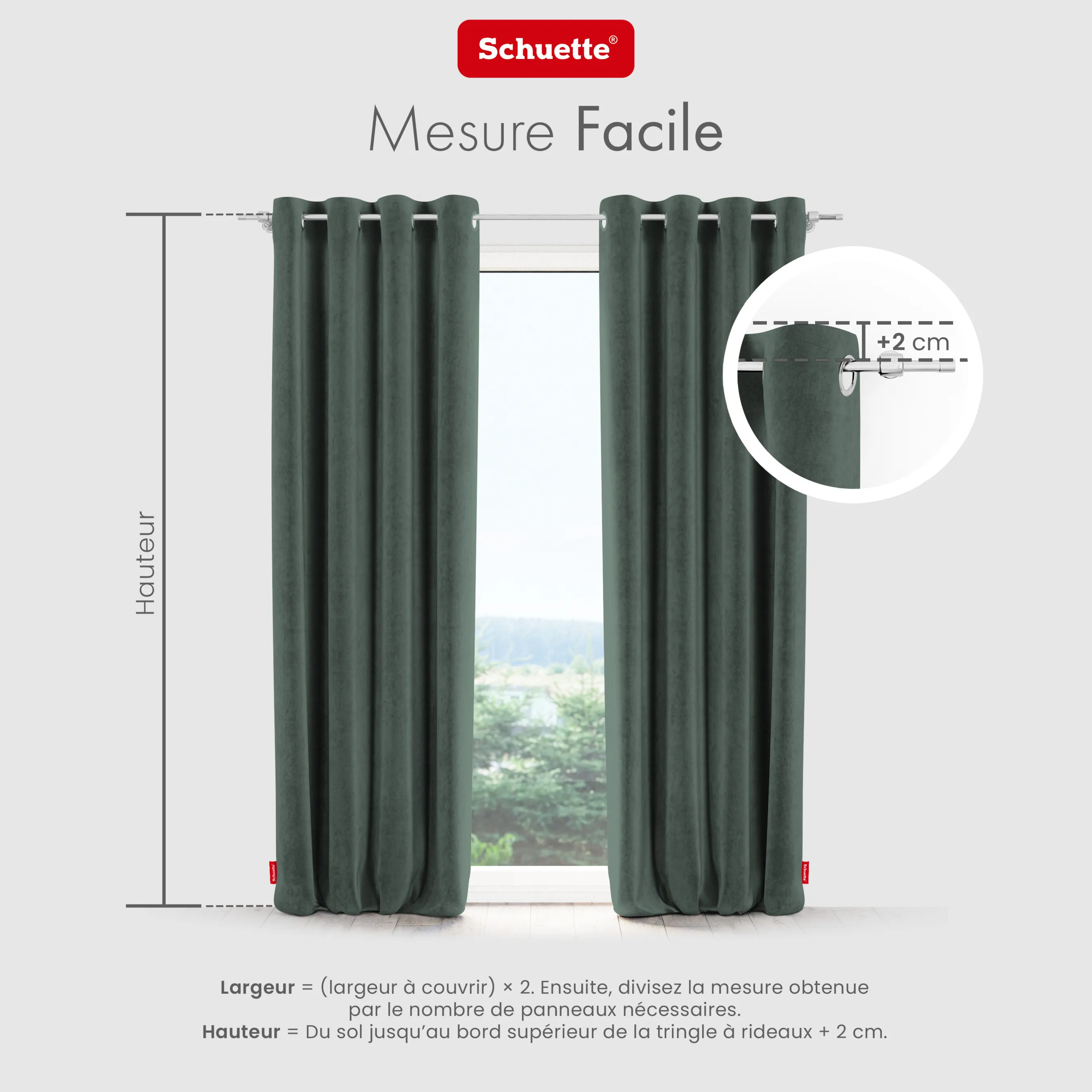 Schuette® Verdunkelungs-Vorhang Gardine mit Ösen nach Maß ● Millenium Velvet Kollektion: Isle of Pines (Dunkelgrün) ● 1 Stück ● Knitterfrei Pflegeleicht Thermo Blickdicht & stark Abdunkelnd