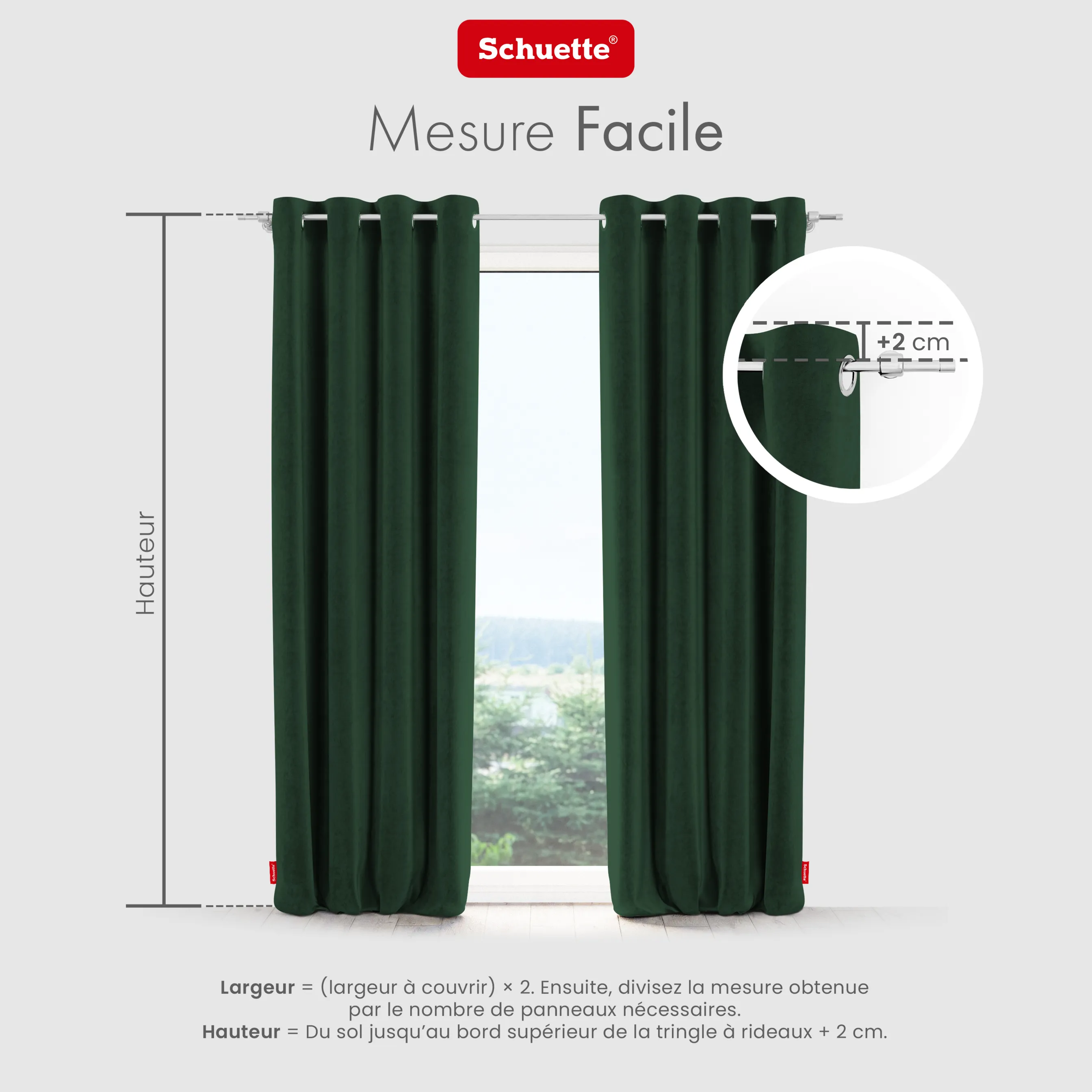 Schuette® Verdunkelungs-Vorhang Gardine mit Ösen nach Maß ● Millenium Velvet Kollektion: Dark Forest (Dunkelgrün) ● 1 Stück ● Knitterfrei Pflegeleicht Thermo Blickdicht & stark Abdunkelnd