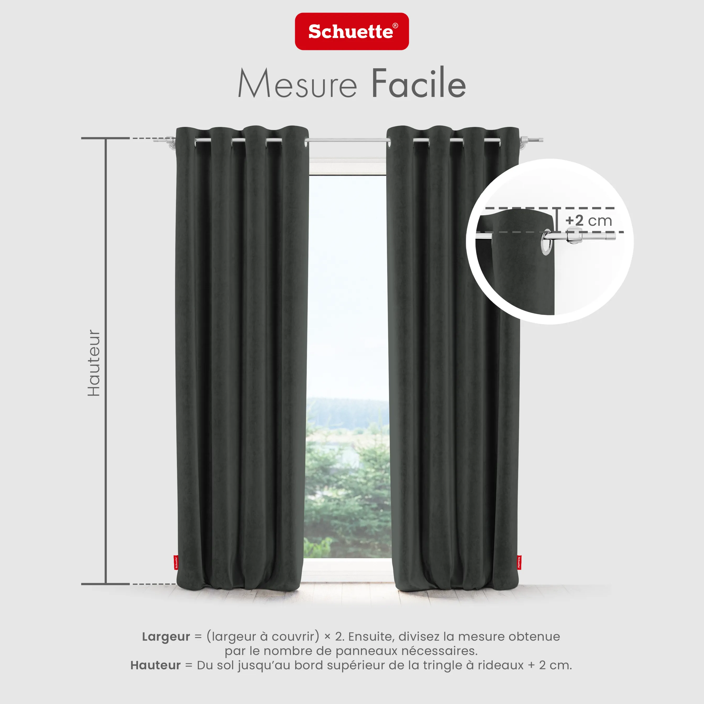 Schuette® Verdunkelungs-Vorhang Gardine mit Ösen nach Maß ● Millenium Velvet Kollektion: Dark Shadow (Grau) ● 1 Stück ● Knitterfrei Pflegeleicht Thermo Blickdicht & stark Abdunkelnd