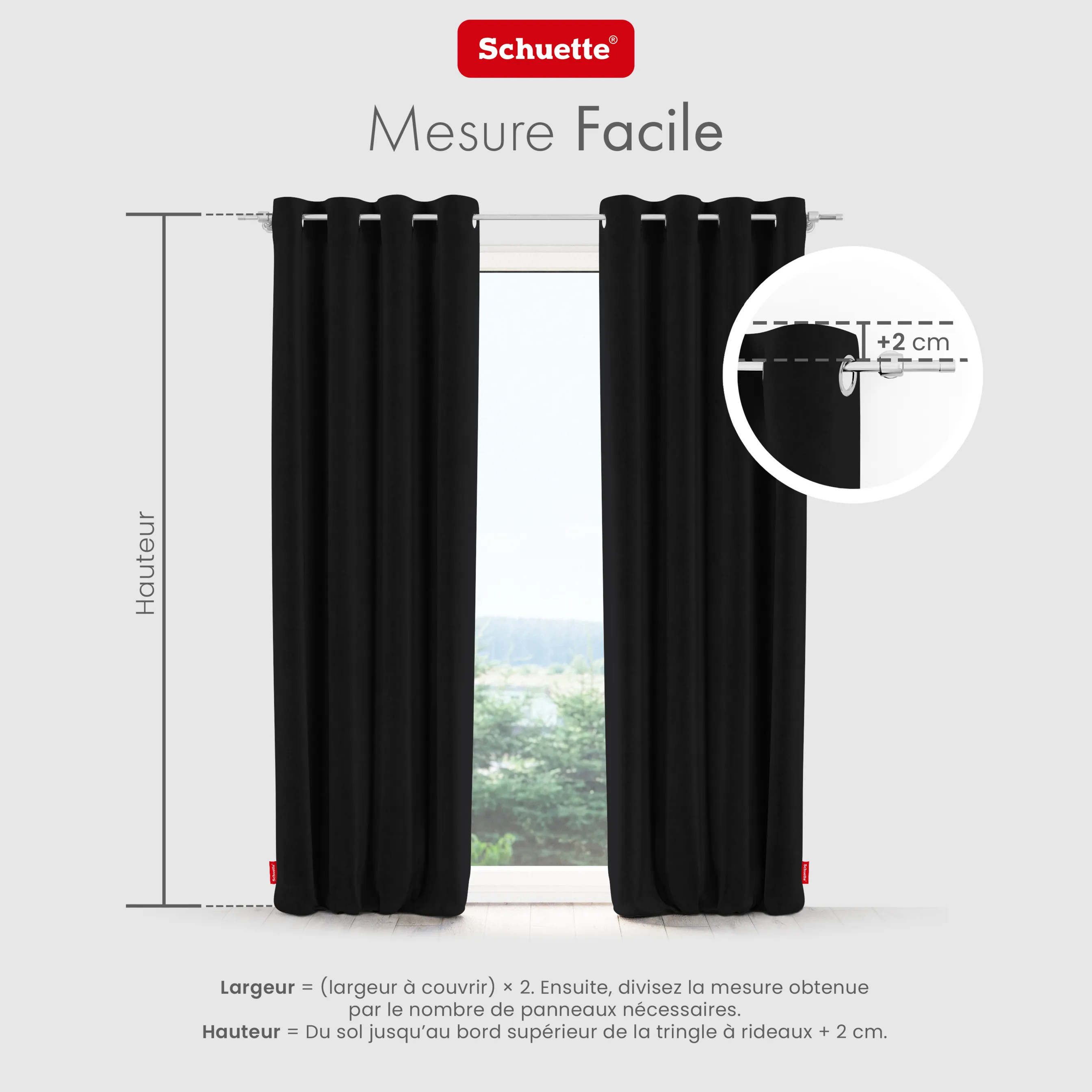 Schuette® Verdunkelungs-Vorhang Gardine mit Ösen nach Maß ● Millenium Velvet Kollektion: Black Swan (Schwarz) ● 1 Stück ● Knitterfrei Pflegeleicht Thermo Blickdicht & stark Abdunkelnd
