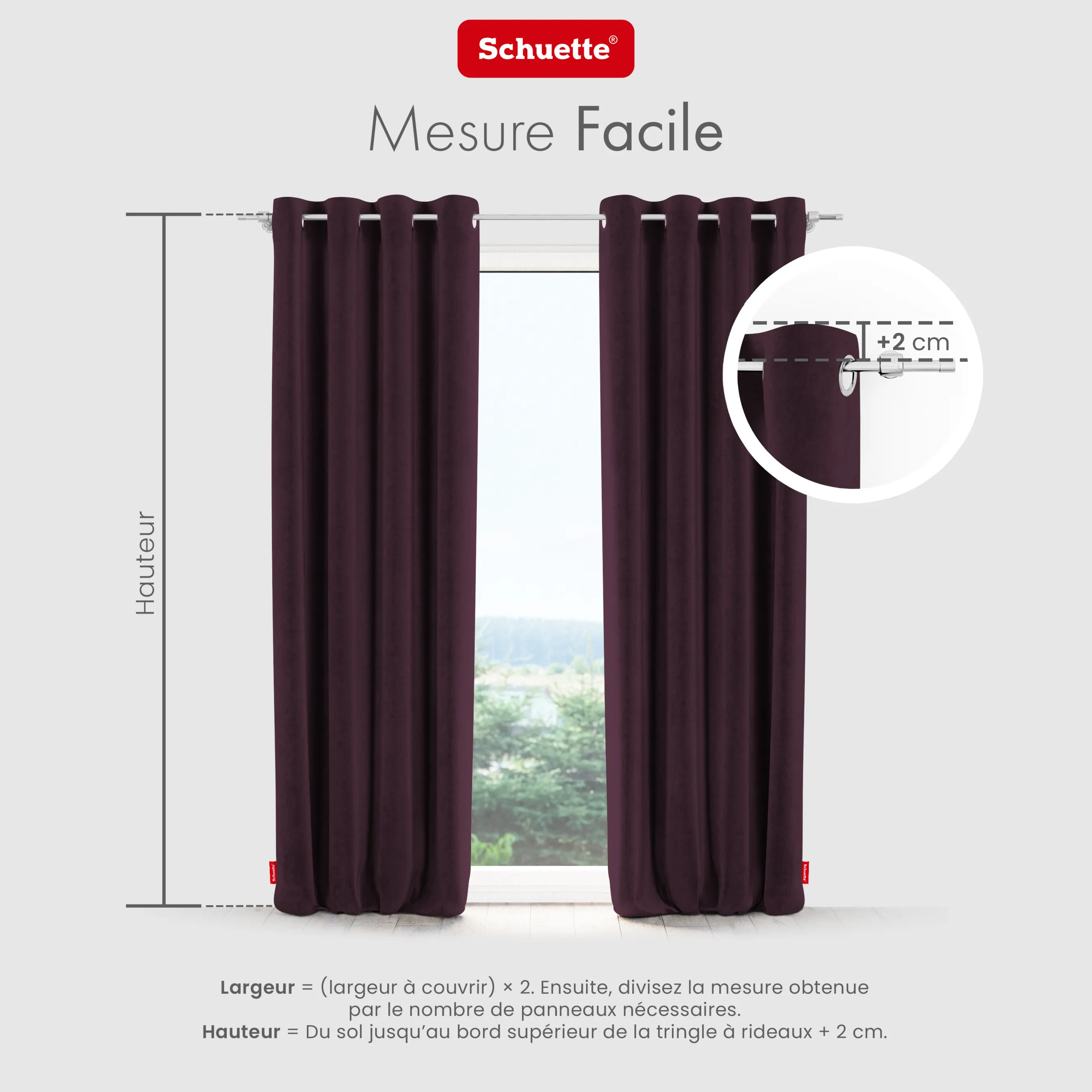 Schuette® Verdunkelungs-Vorhang Gardine mit Ösen nach Maß ● Millenium Velvet Kollektion: Plum (Purple) ● 1 Stück ● Knitterfrei Pflegeleicht Thermo Blickdicht & stark Abdunkelnd