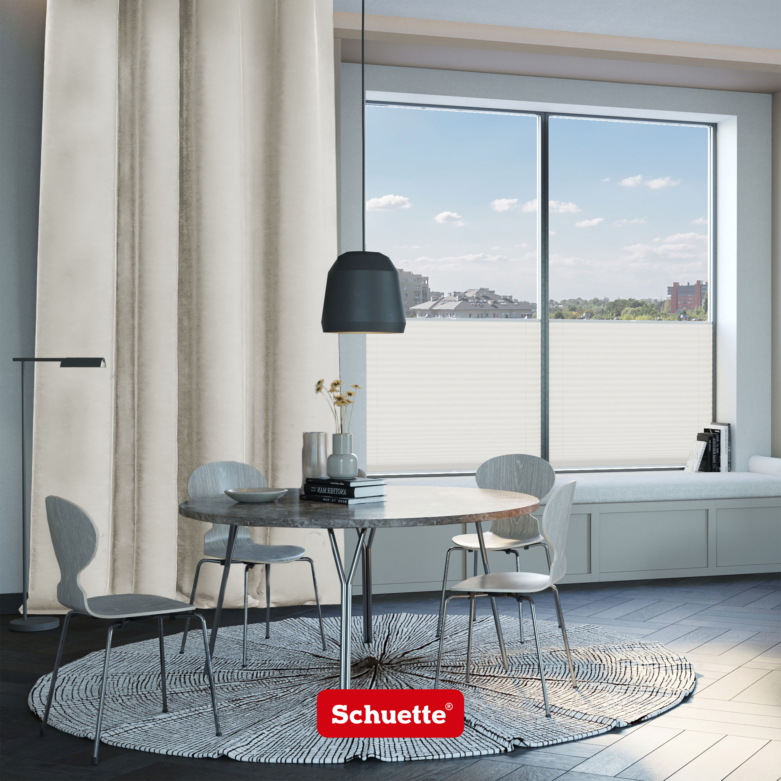 Schuette® Verdunkelungs-Vorhang Gardine mit Ösen nach Maß ● Millenium Velvet Kollektion: Polar Bear (Weiß-Grau-Beige) ● 1 Stück ● Knitterfrei Pflegeleicht Thermo Blickdicht & stark Abdunkelnd