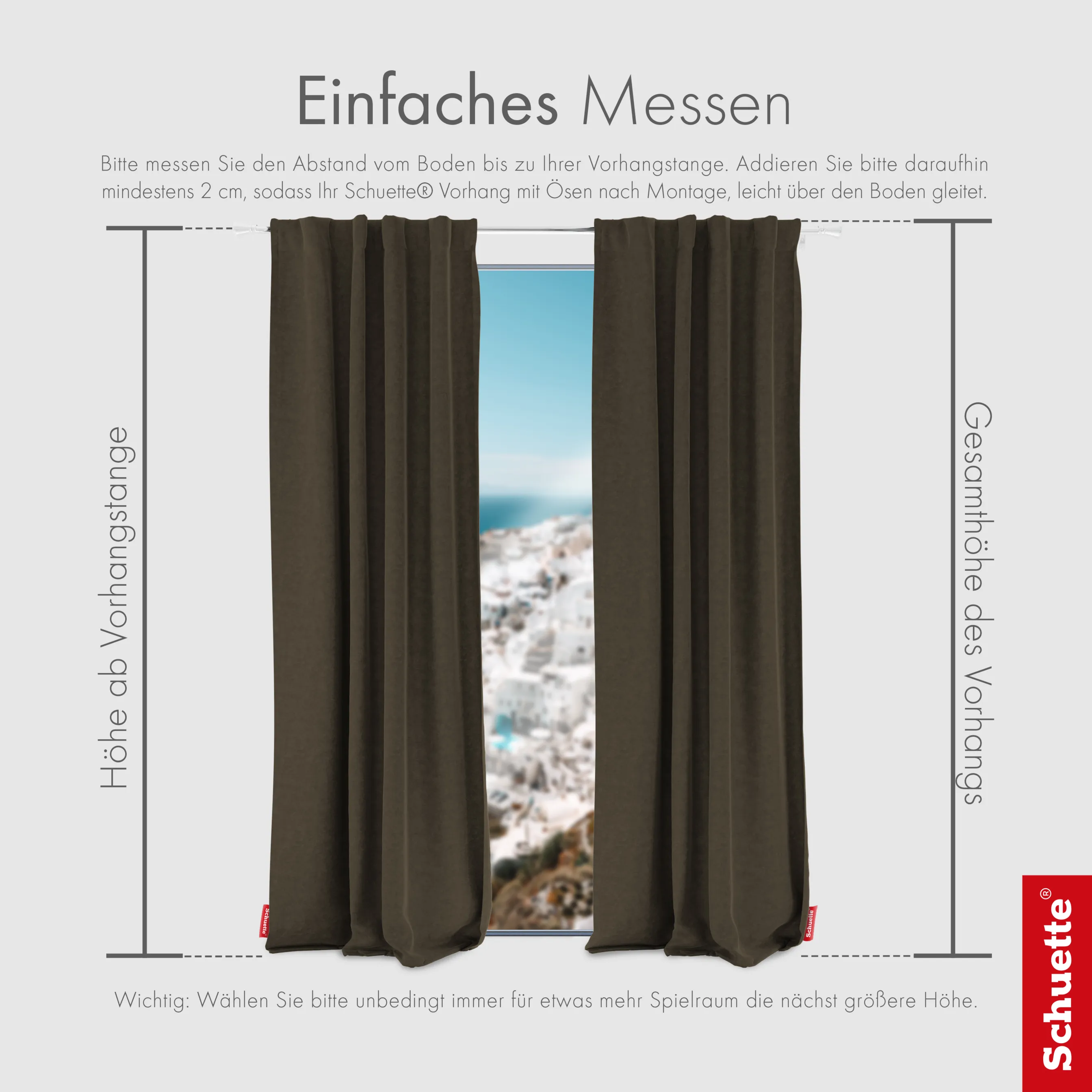 Schuette® Verdunkelungs-Vorhang Gardine mit Tunnelband nach Maß ● Millenium Velvet Kollektion: Bright Lead (Braun) ● 1 Stück ● Knitterfrei Pflegeleicht Thermo Blickdicht & stark Abdunkelnd